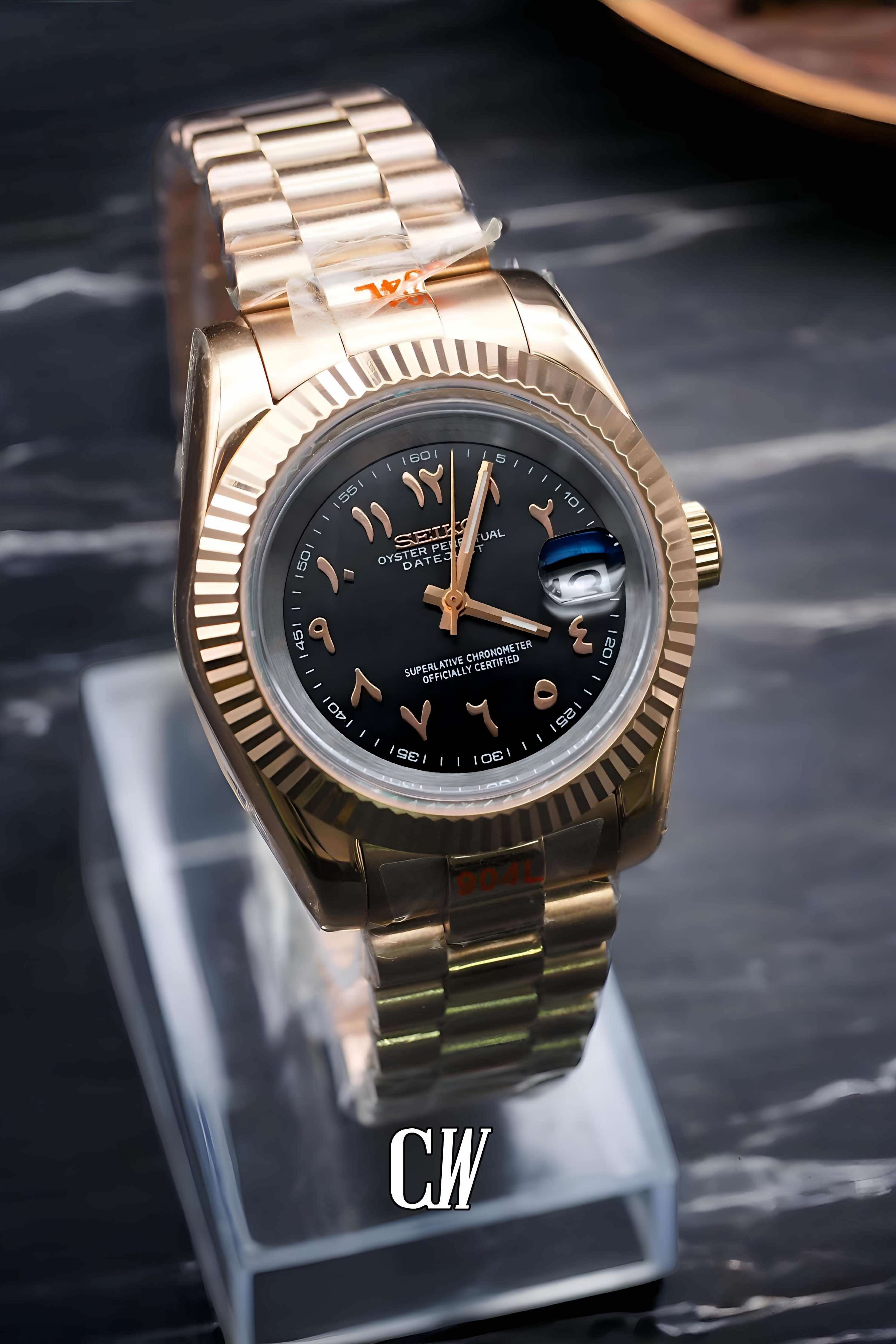 Seikojust mod watch 'Black rose gold' arabic