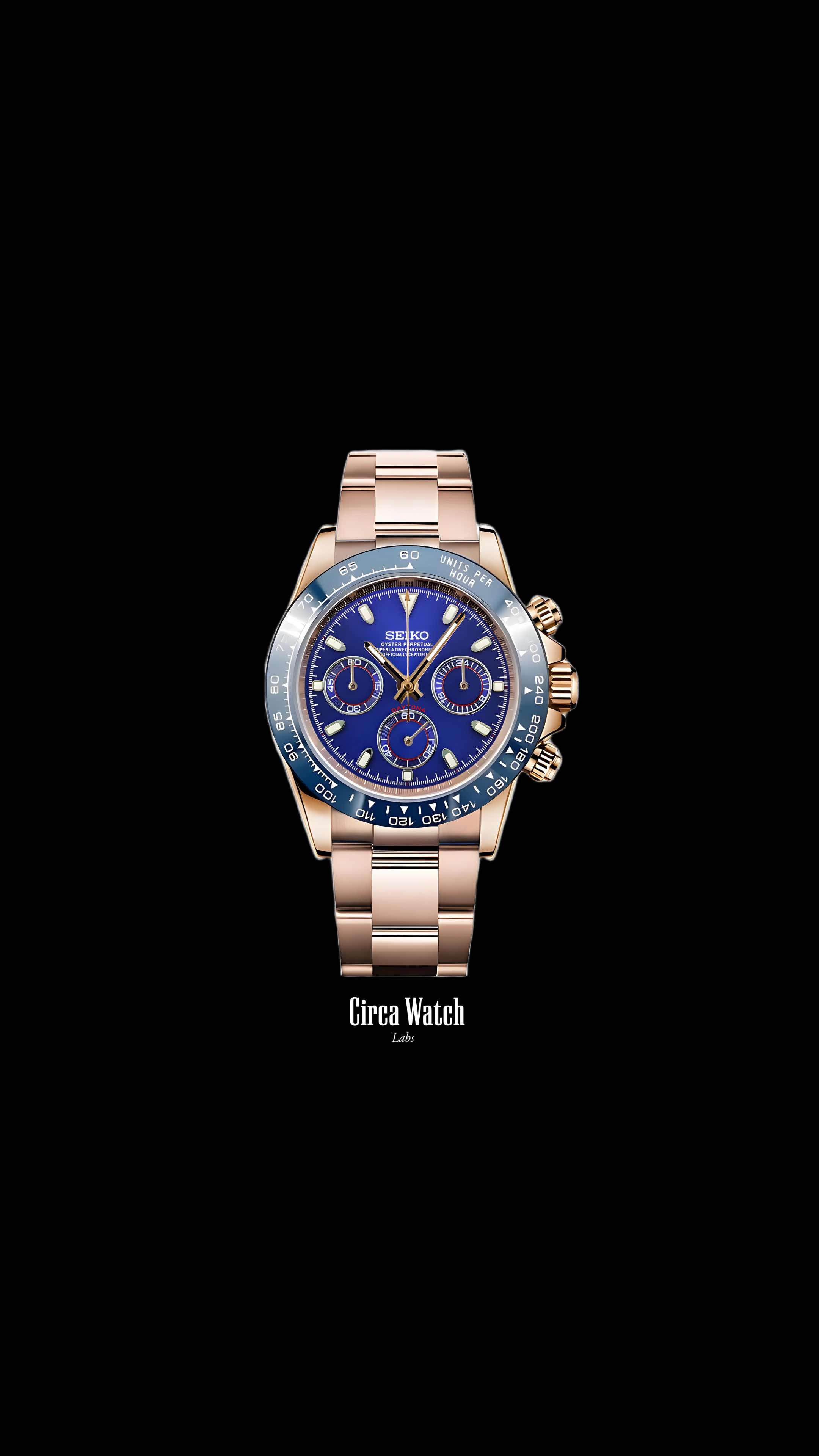 Seitona mod blue rose gold style watch