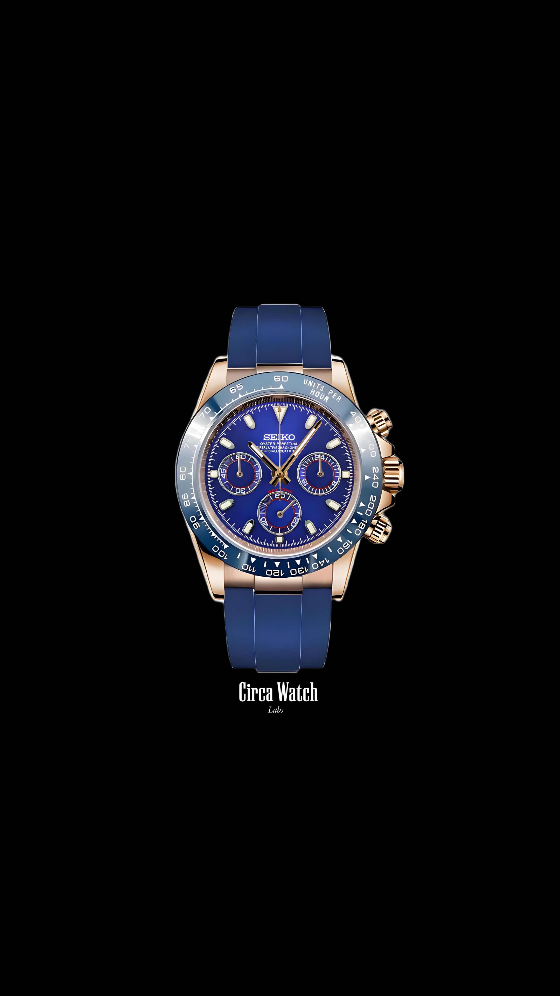 Seitona mod blue rose gold style watch