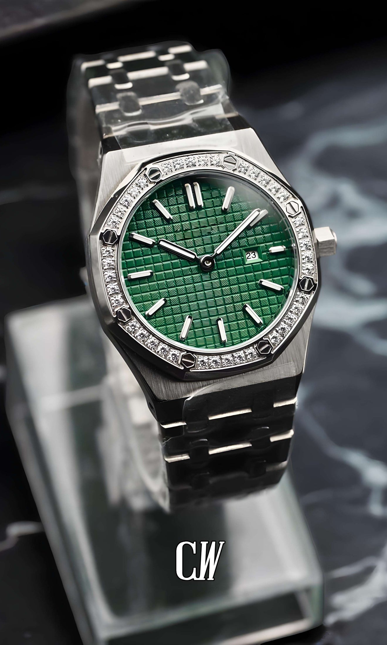 Ladies mod Royal Seikoak watch iced 'green' - Circa Watch Labs