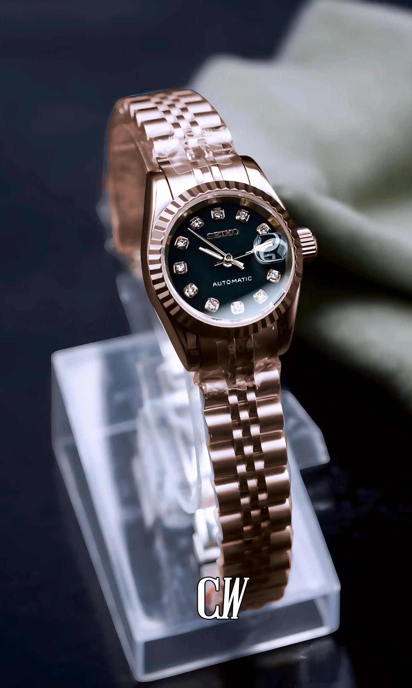 Ladies Seikojust mod watch 26mm rose gold black - Circa Watch Labs