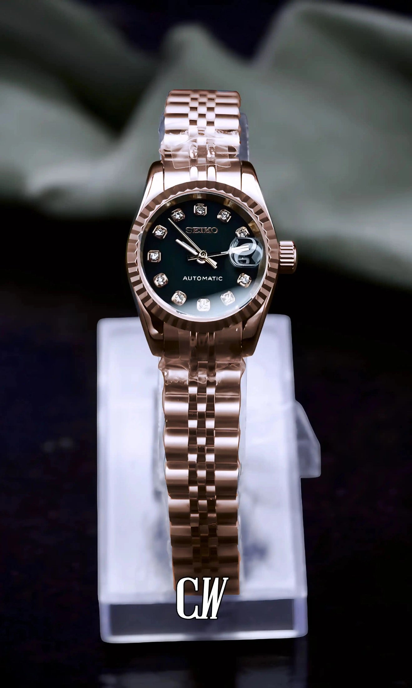 Ladies Seikojust mod watch 26mm rose gold black - Circa Watch Labs