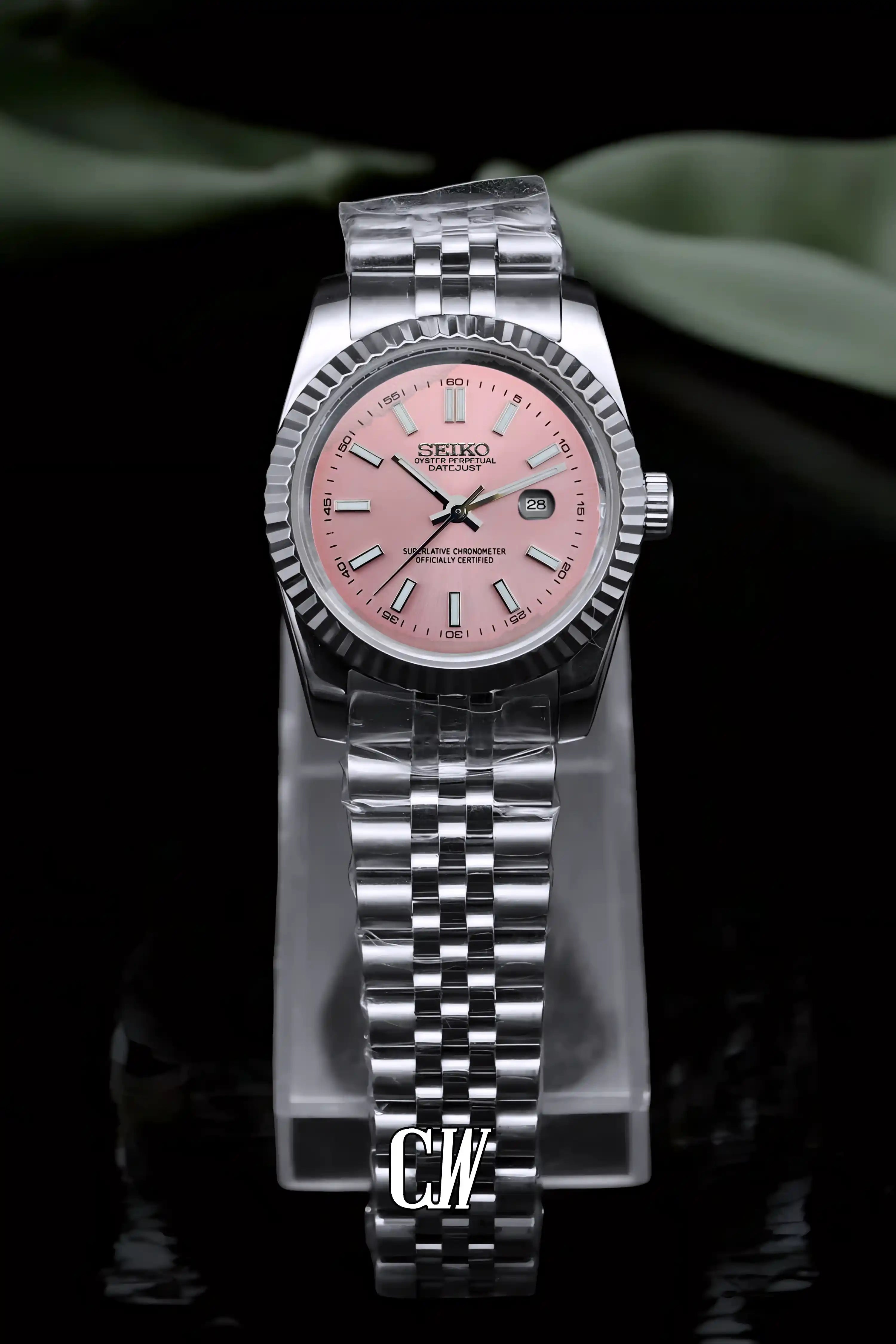 seiko mod Ladies Seikojust mod watch 31mm pink