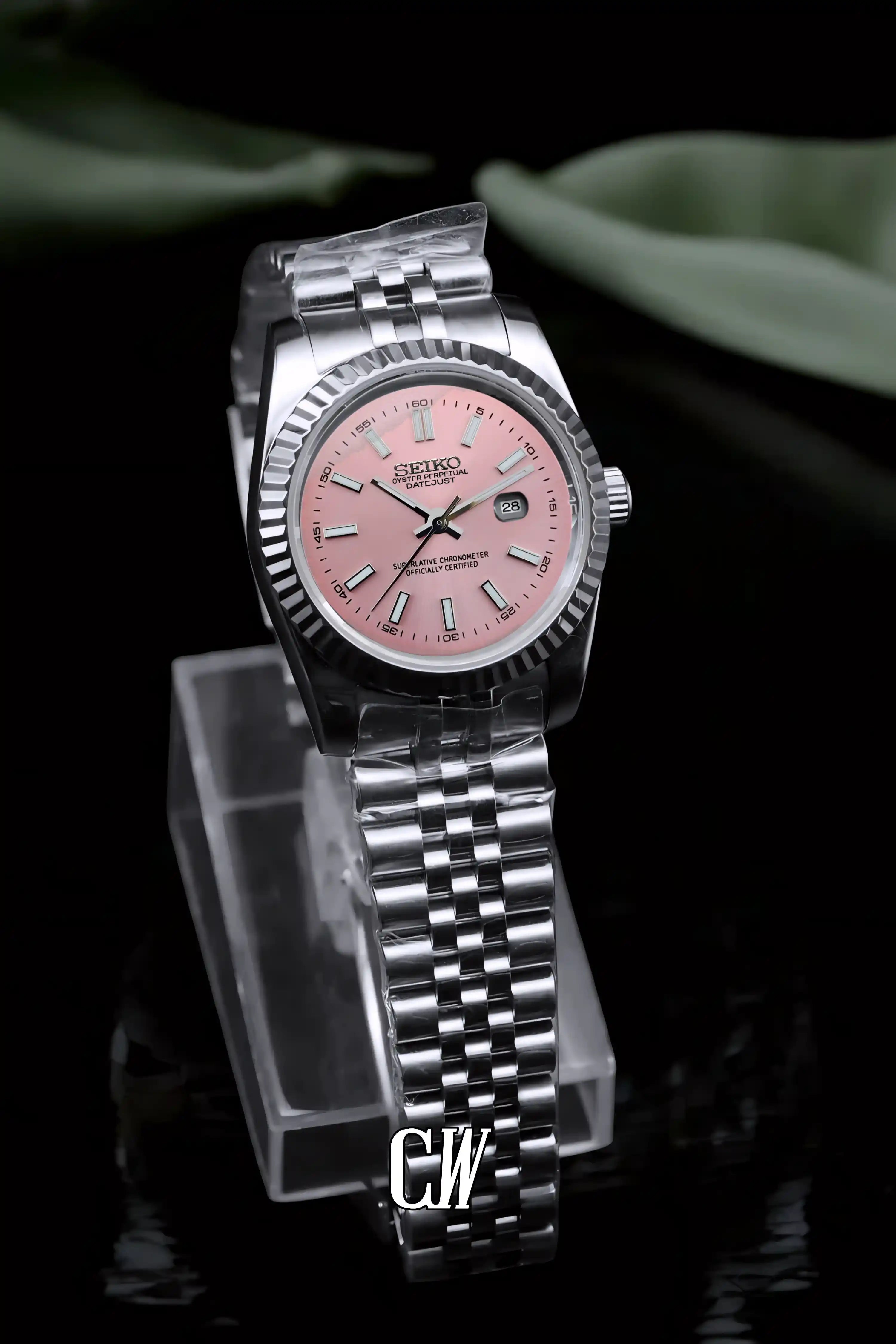 seiko mod Ladies Seikojust mod watch 31mm pink