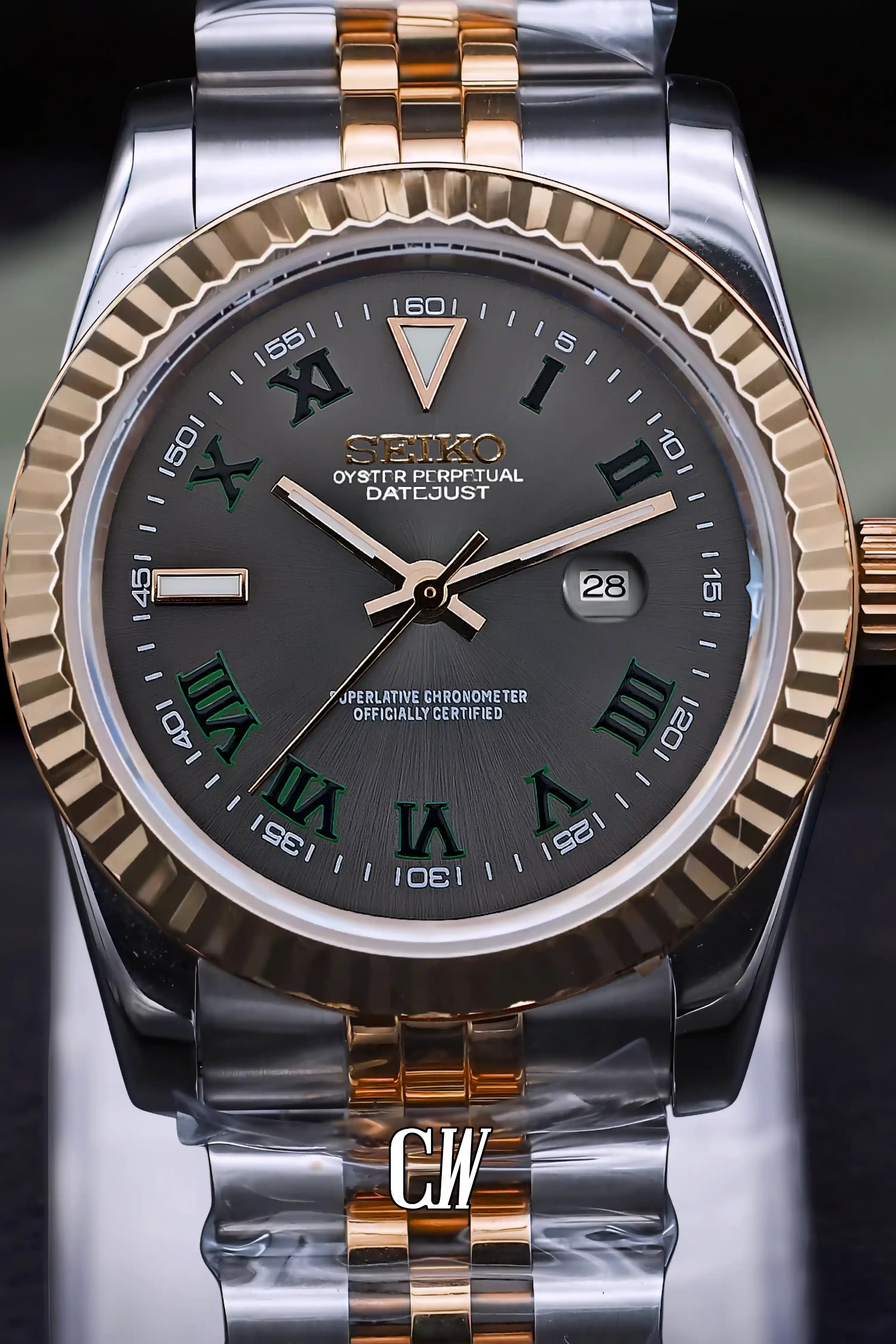 seiko mod Ladies Seikojust mod watch 31mm wimbledon two tone rose gold silver