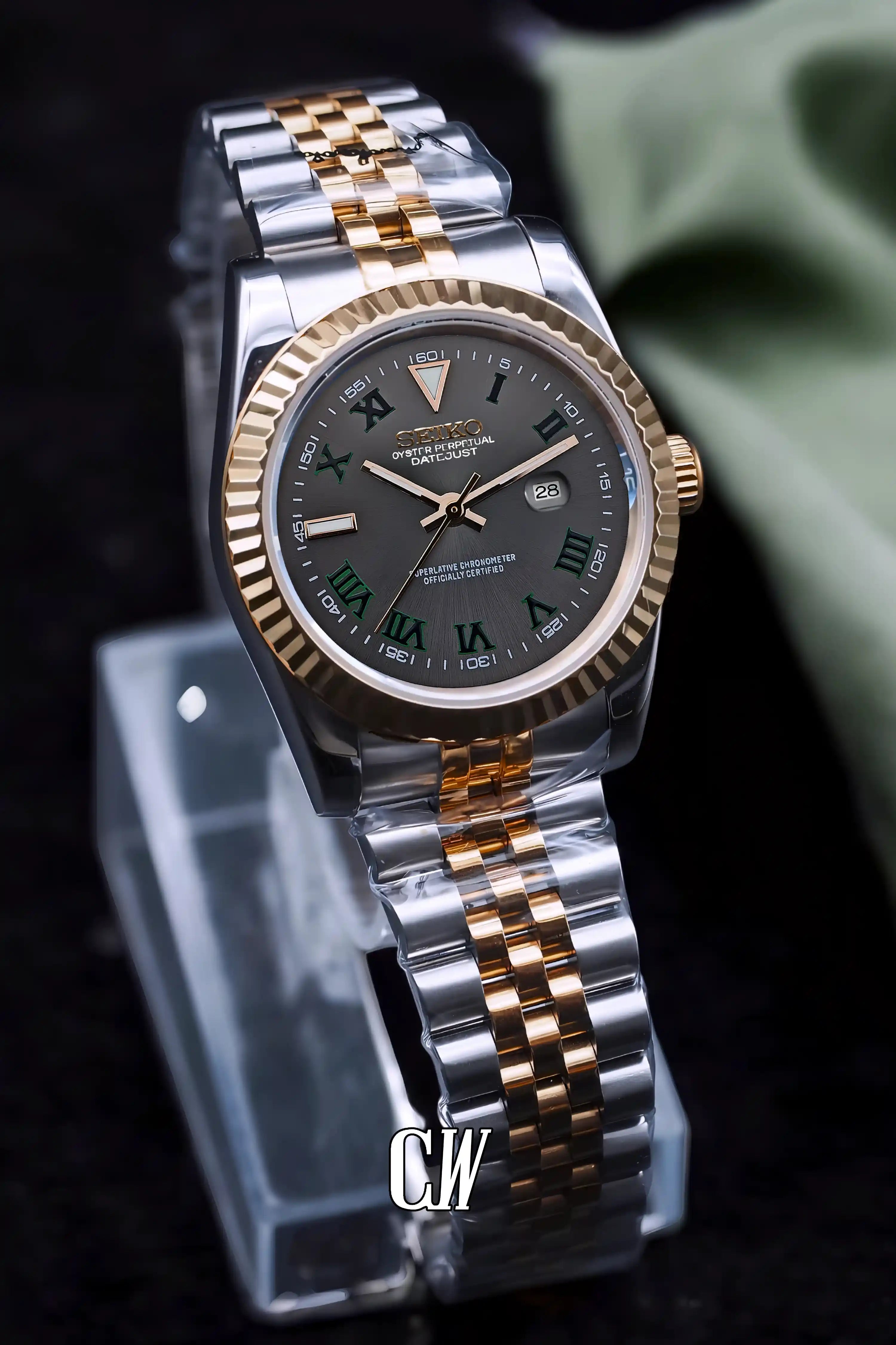 seiko mod Ladies Seikojust mod watch 31mm wimbledon two tone rose gold silver