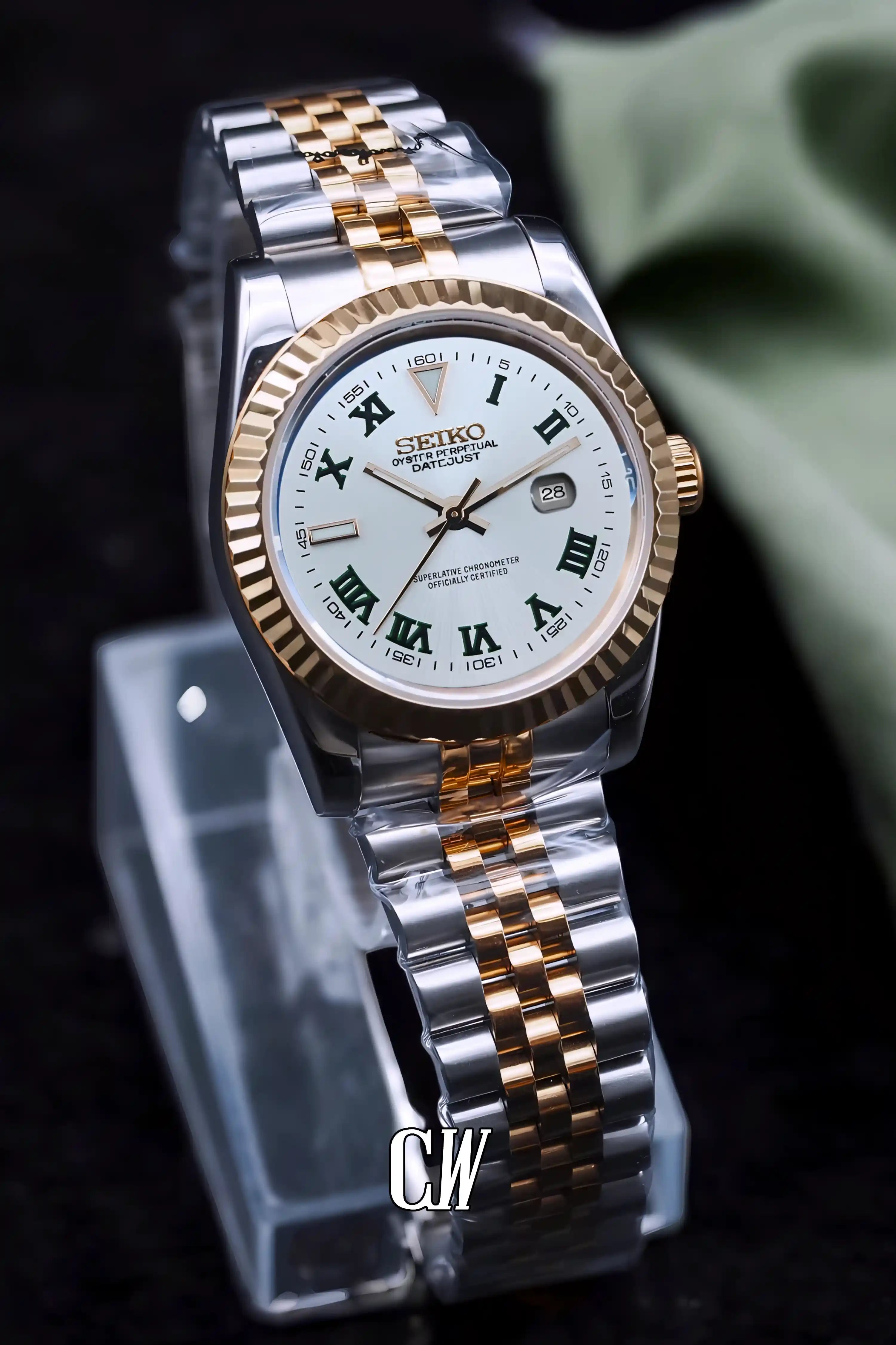 seiko mod Ladies Seikojust mod watch 31mm wimbledon two tone rose gold white