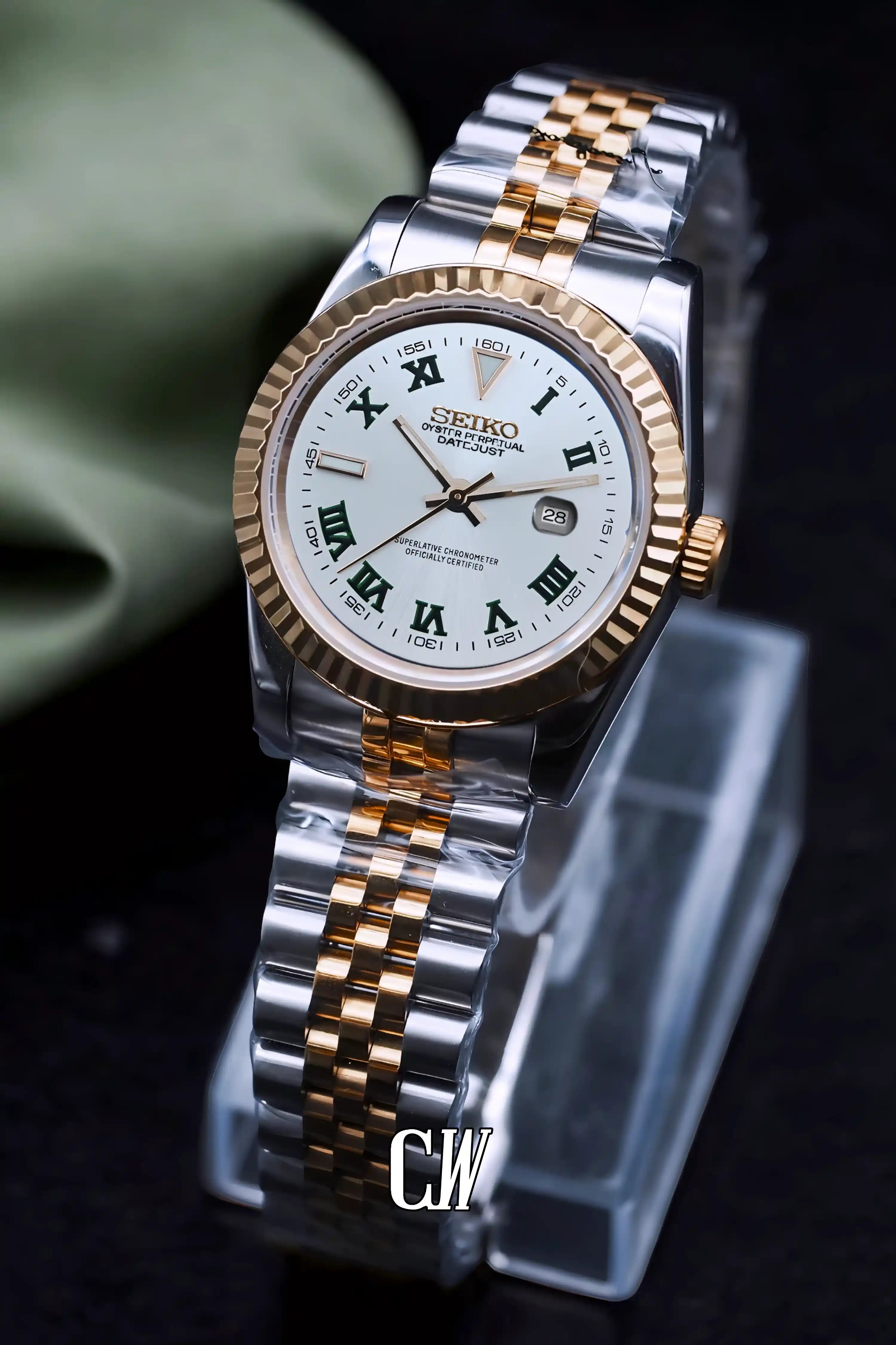 seiko mod Ladies Seikojust mod watch 31mm wimbledon two tone rose gold white