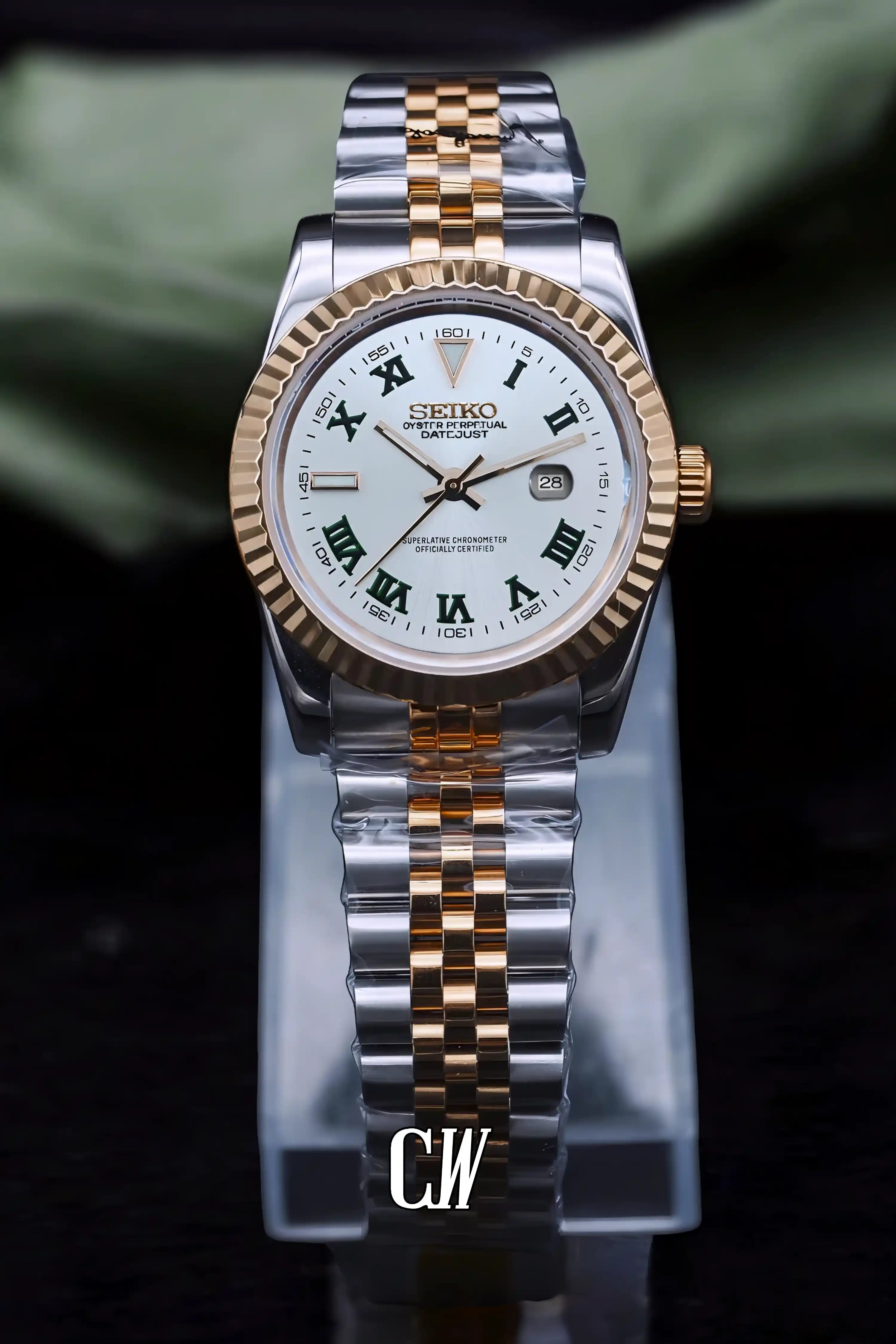 seiko mod Ladies Seikojust mod watch 31mm wimbledon two tone rose gold white