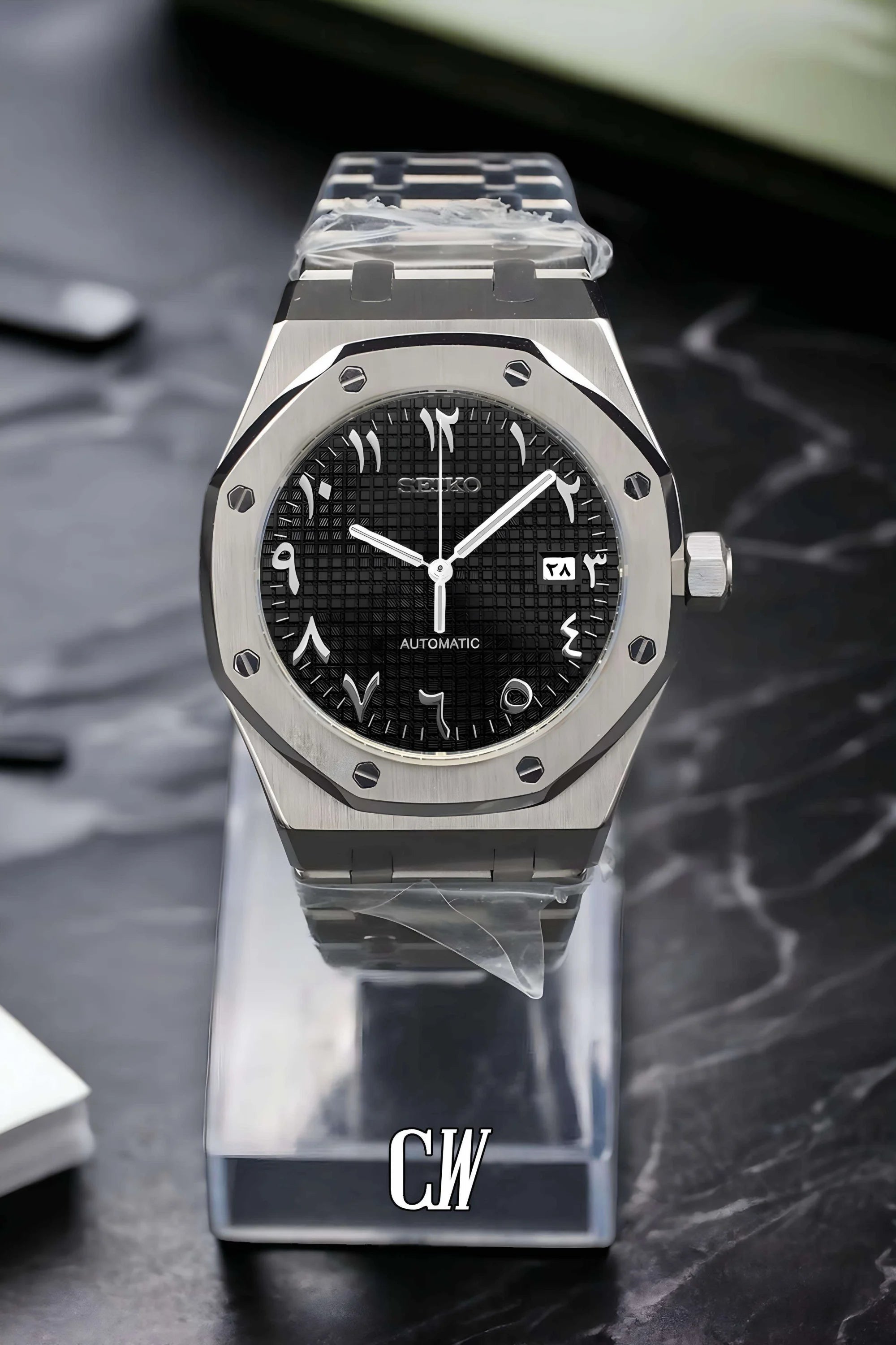 Mod Royal Seikoak automatic watch 'black' arabic - Circa Watch Labs