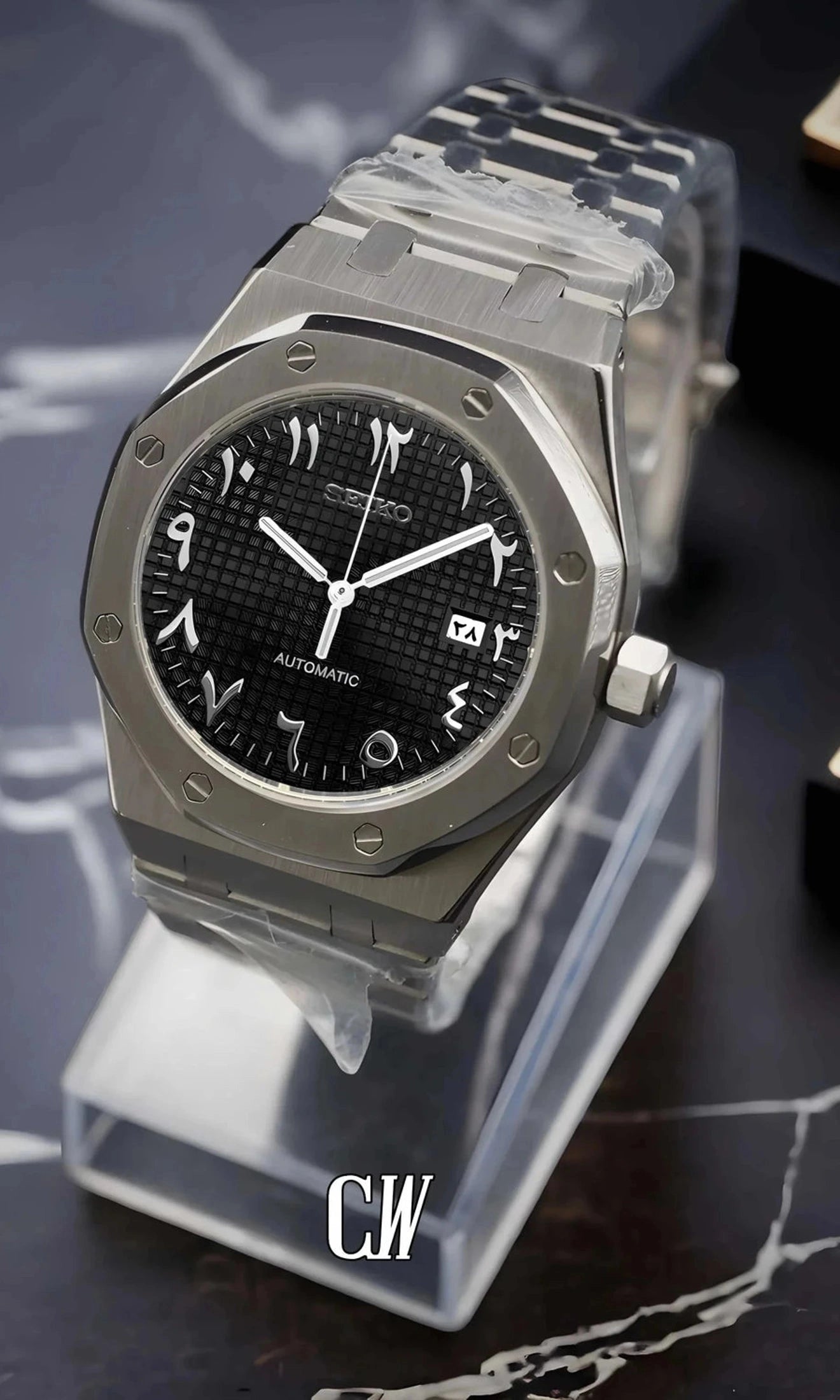 Mod Royal Seikoak automatic watch 'black' arabic - Circa Watch Labs