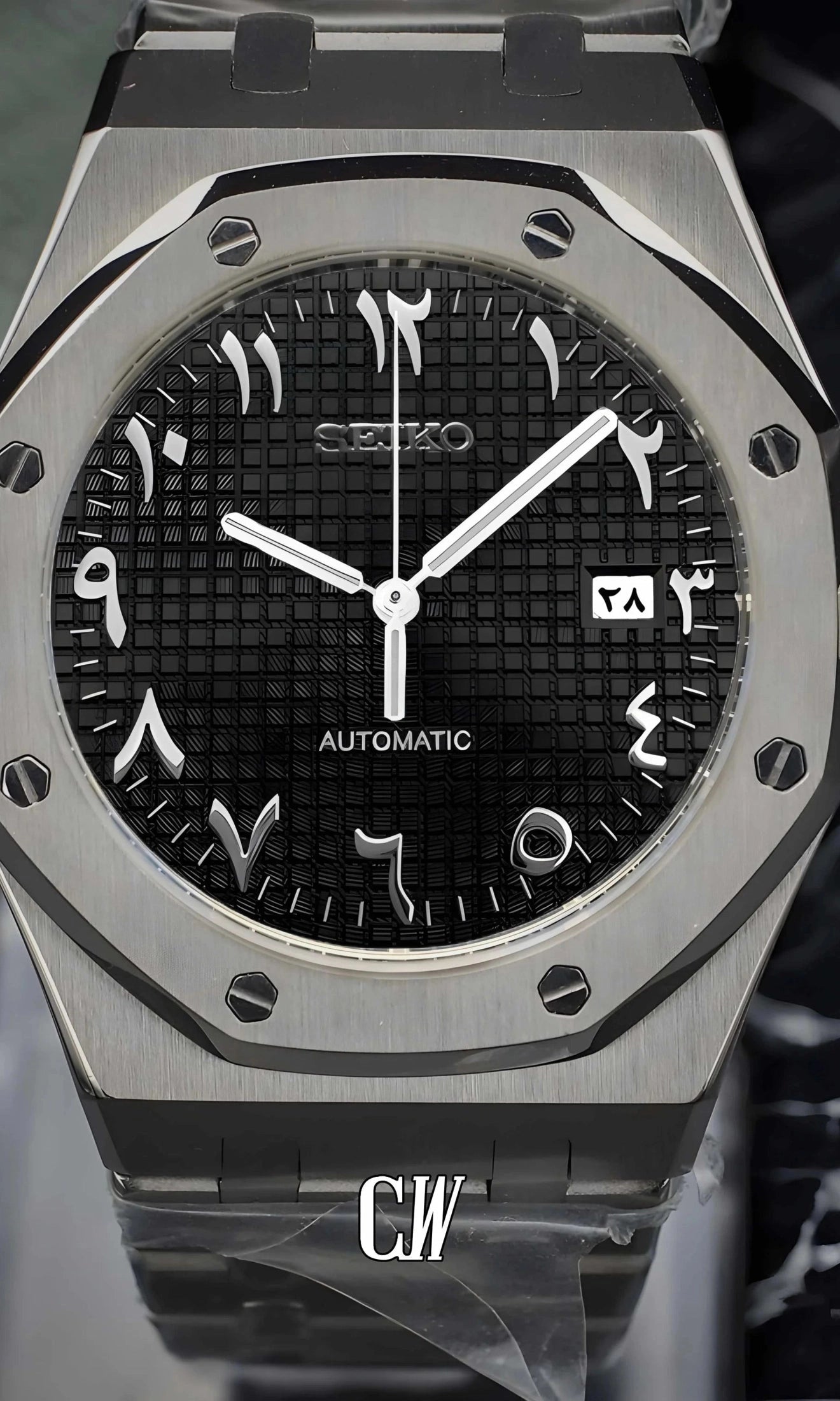 Mod Royal Seikoak automatic watch 'black' arabic - Circa Watch Labs