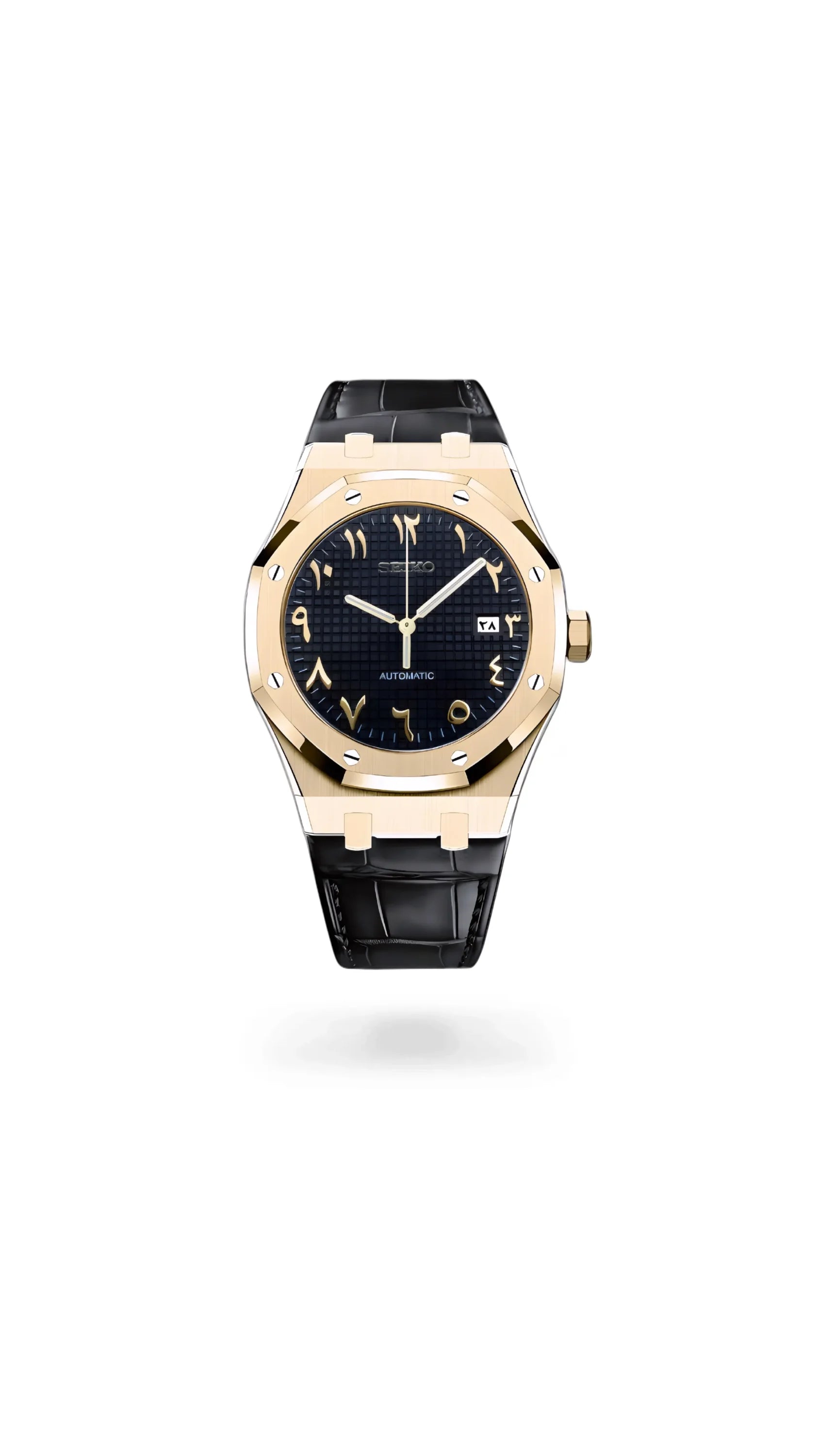 Mod Royal Seikoak automatic watch 'black gold' arabic - Circa Watch Labs