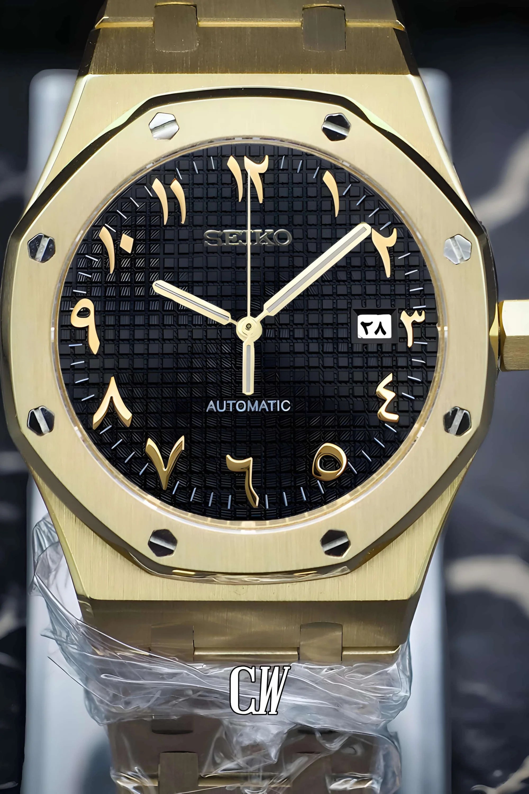 Mod Royal Seikoak automatic watch 'black gold' arabic - Circa Watch Labs