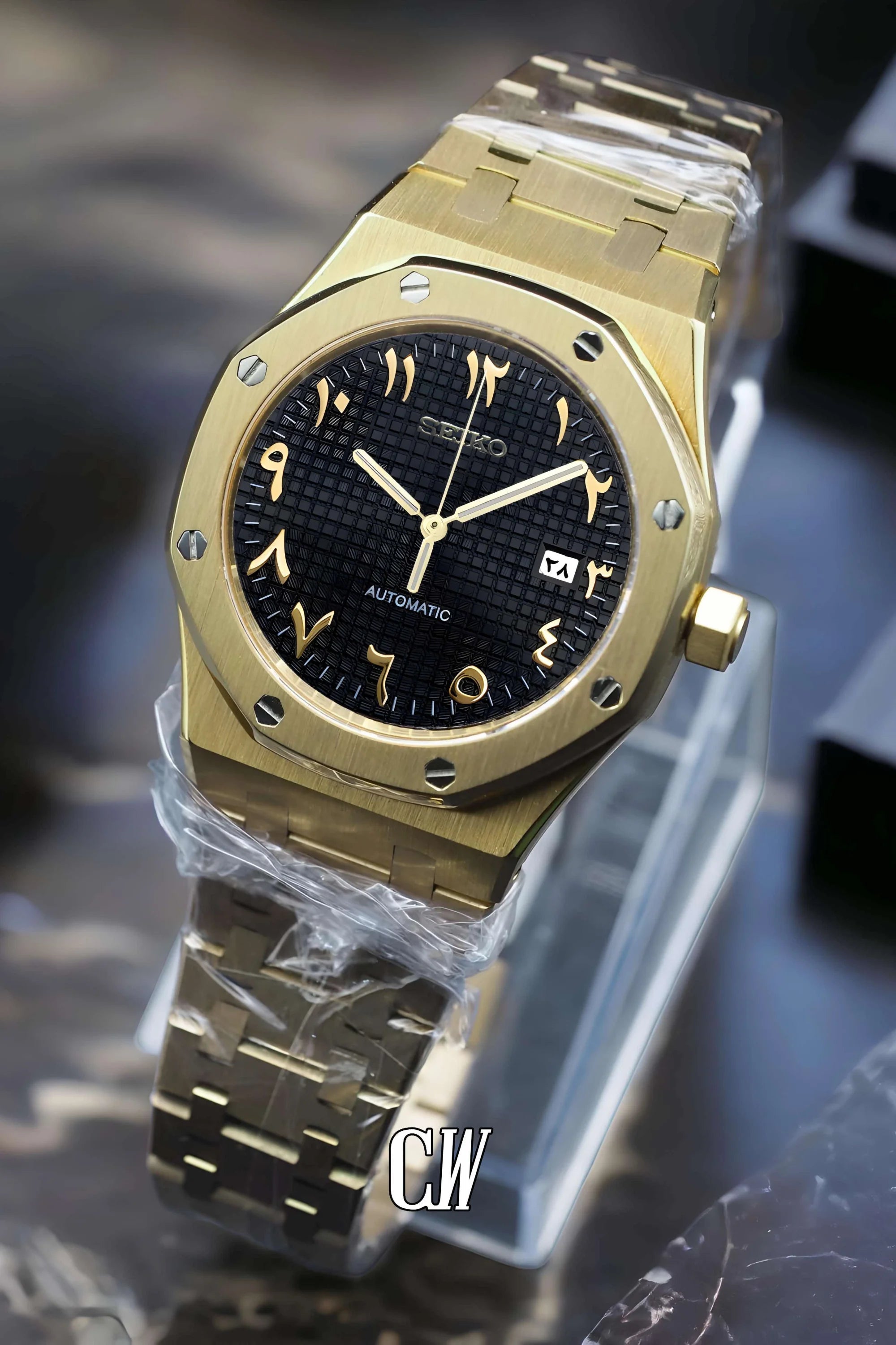 Mod Royal Seikoak automatic watch 'black gold' arabic - Circa Watch Labs