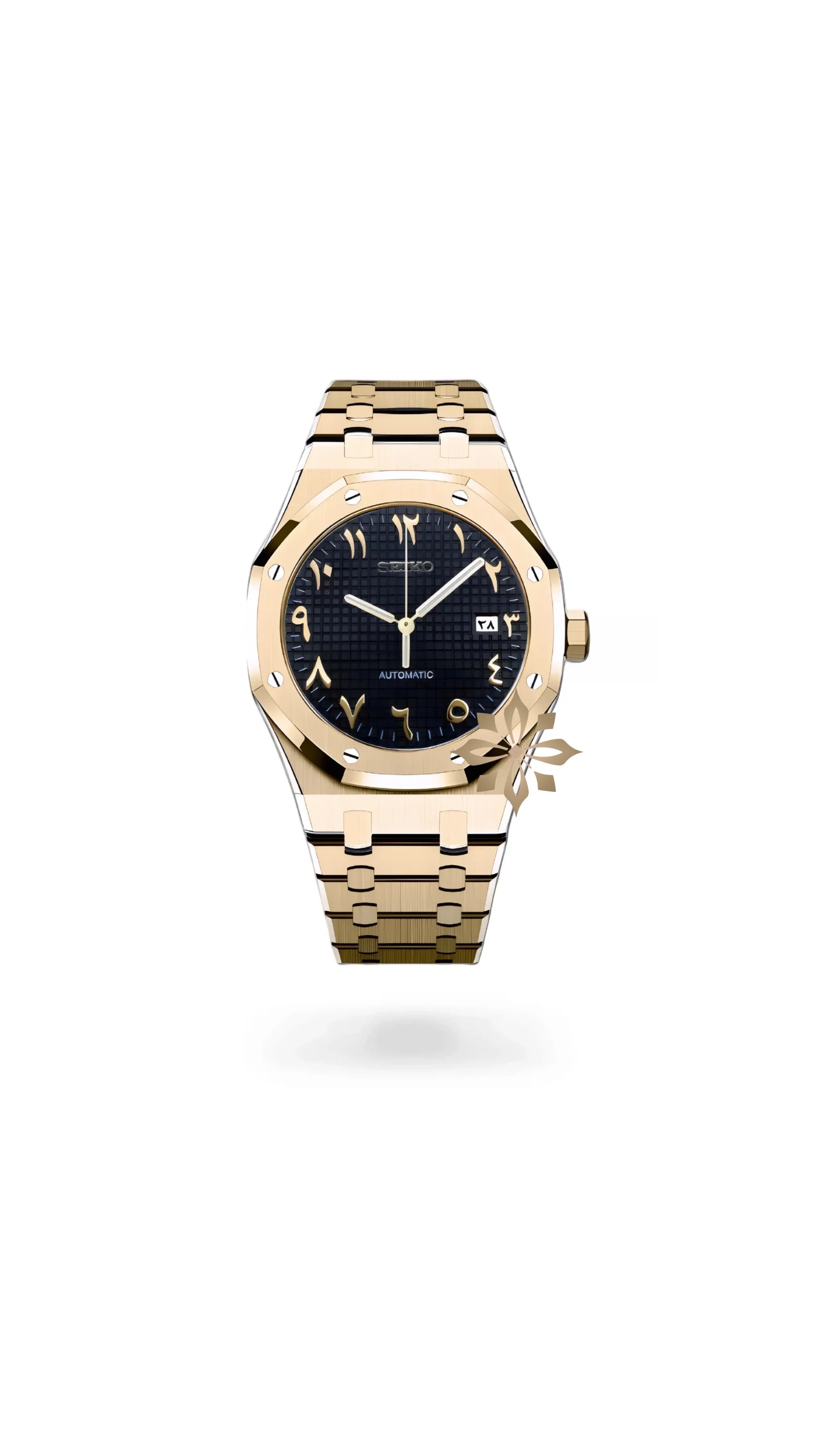 Mod Royal Seikoak automatic watch 'black gold' arabic - Circa Watch Labs