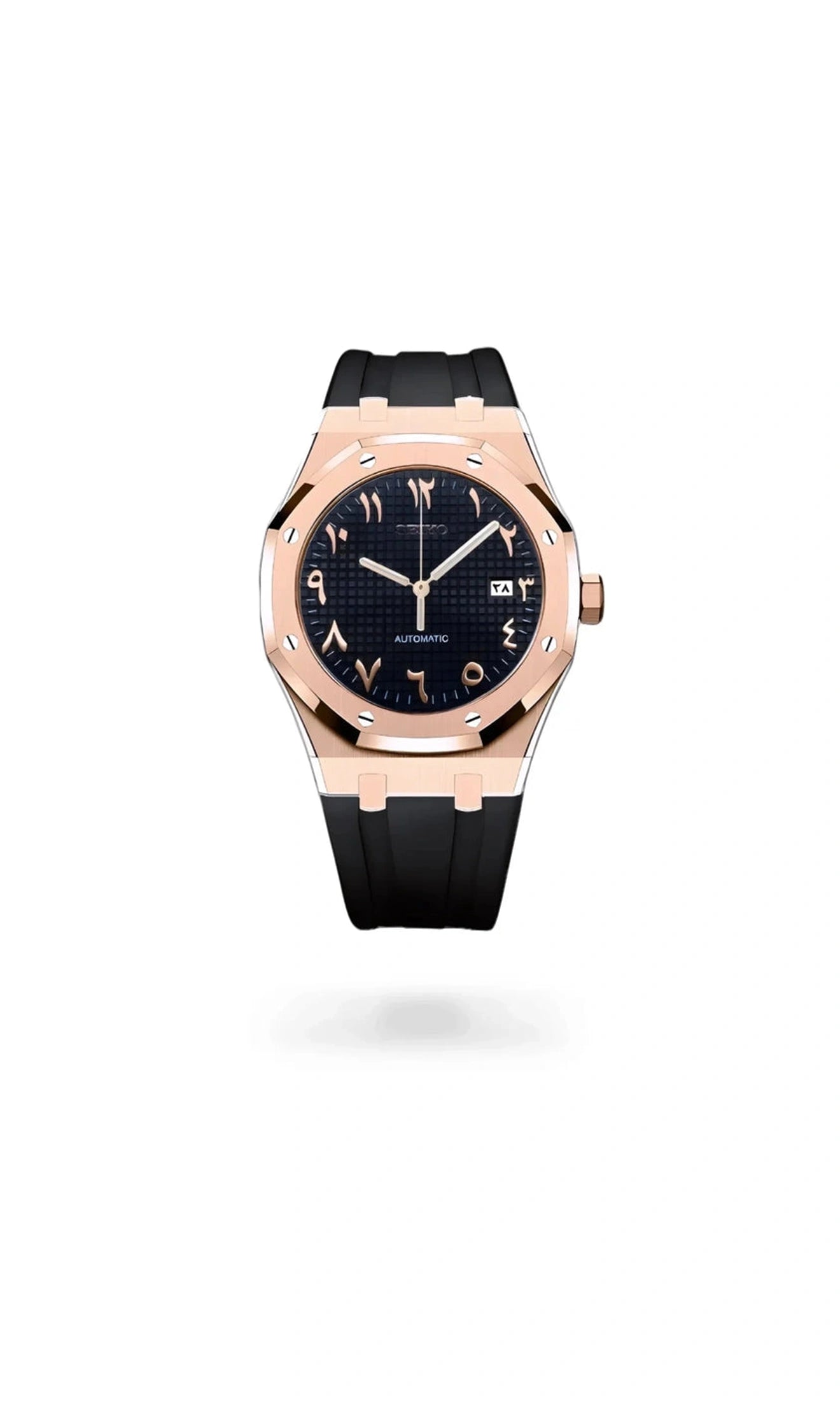 Mod Royal Seikoak automatic watch 'black rose gold' arabic - Circa Watch Labs