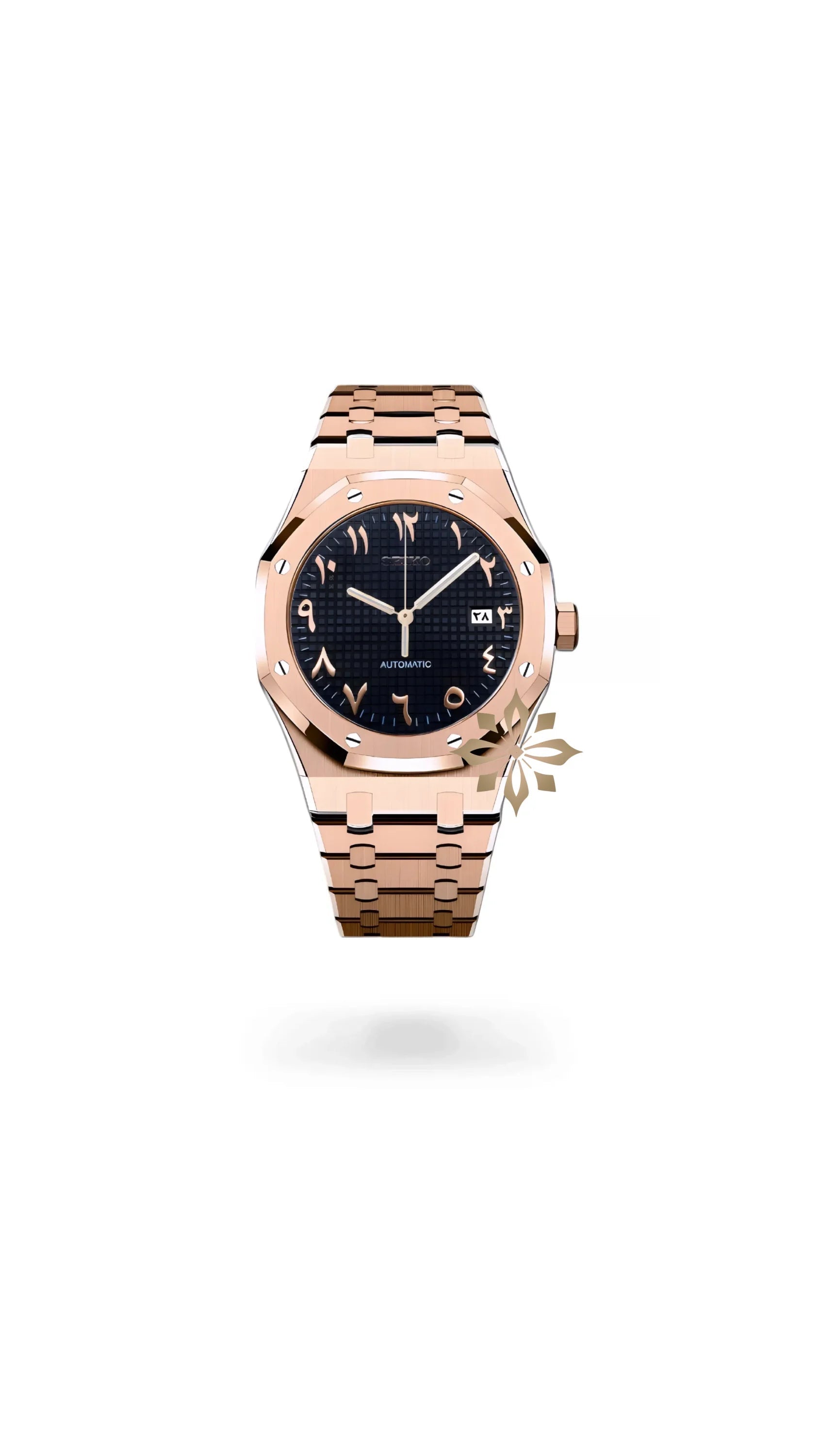 Mod Royal Seikoak automatic watch 'black rose gold' arabic - Circa Watch Labs