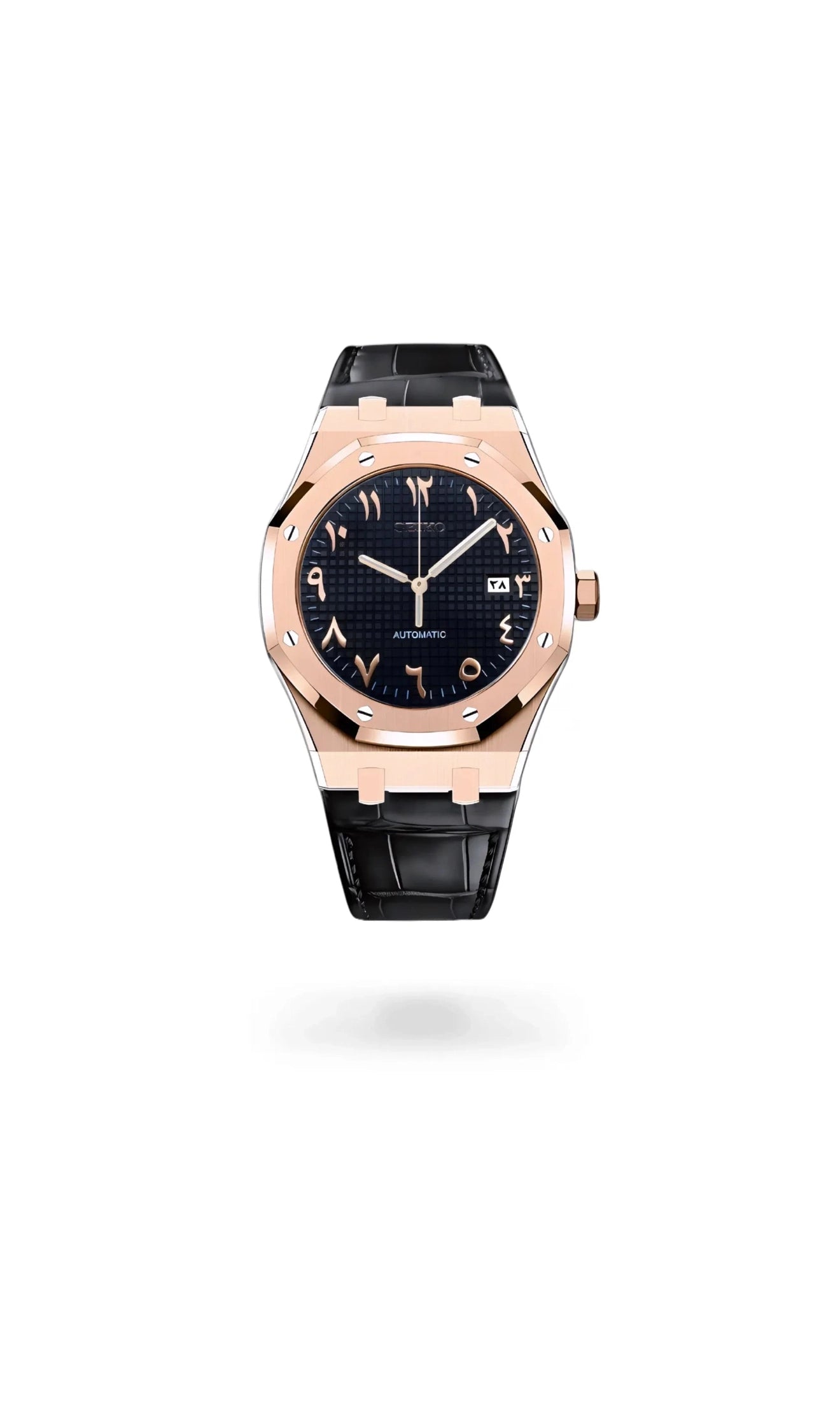 Mod Royal Seikoak automatic watch 'black rose gold' arabic - Circa Watch Labs