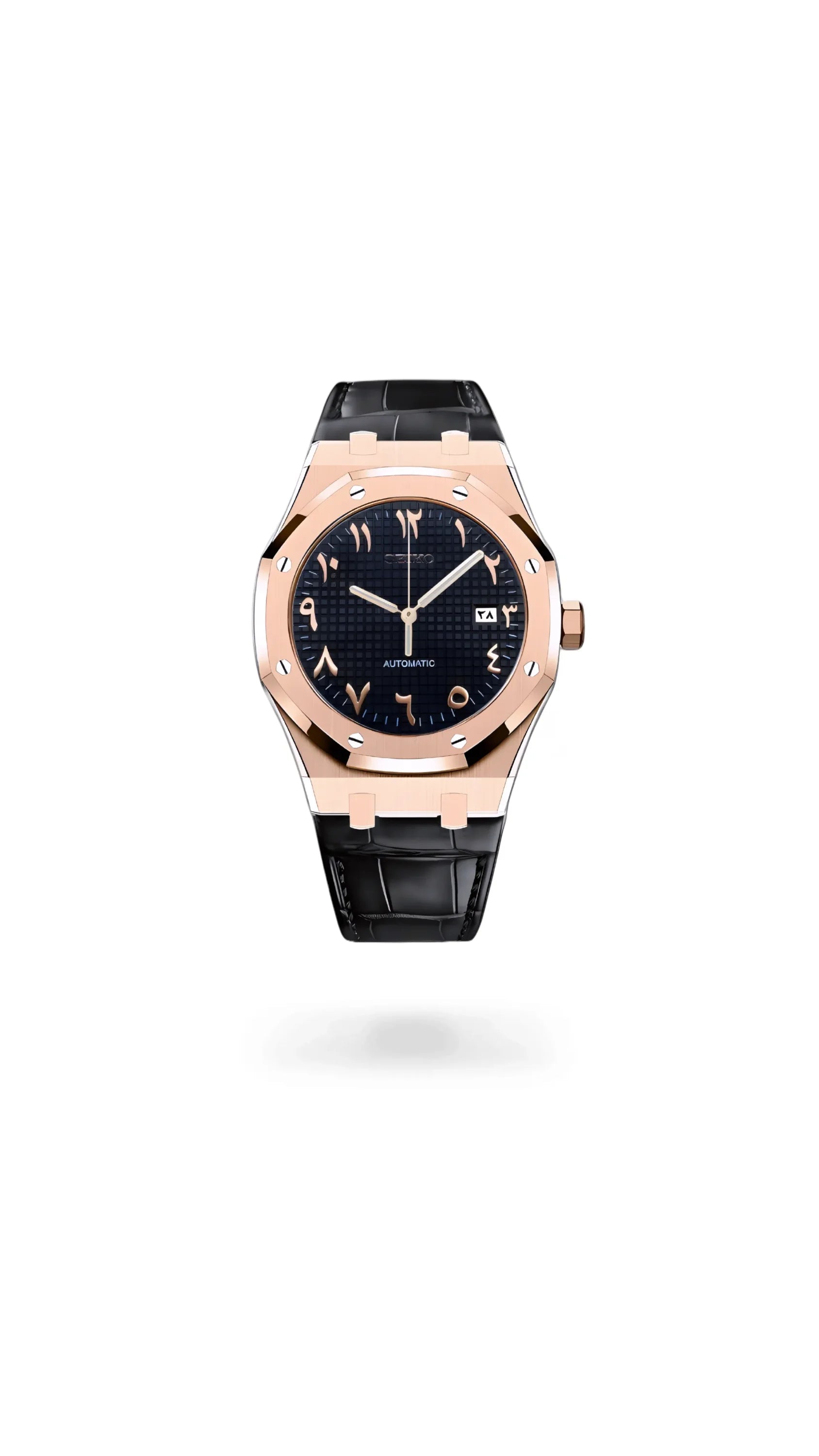 Mod Royal Seikoak automatic watch 'black rose gold' arabic - Circa Watch Labs
