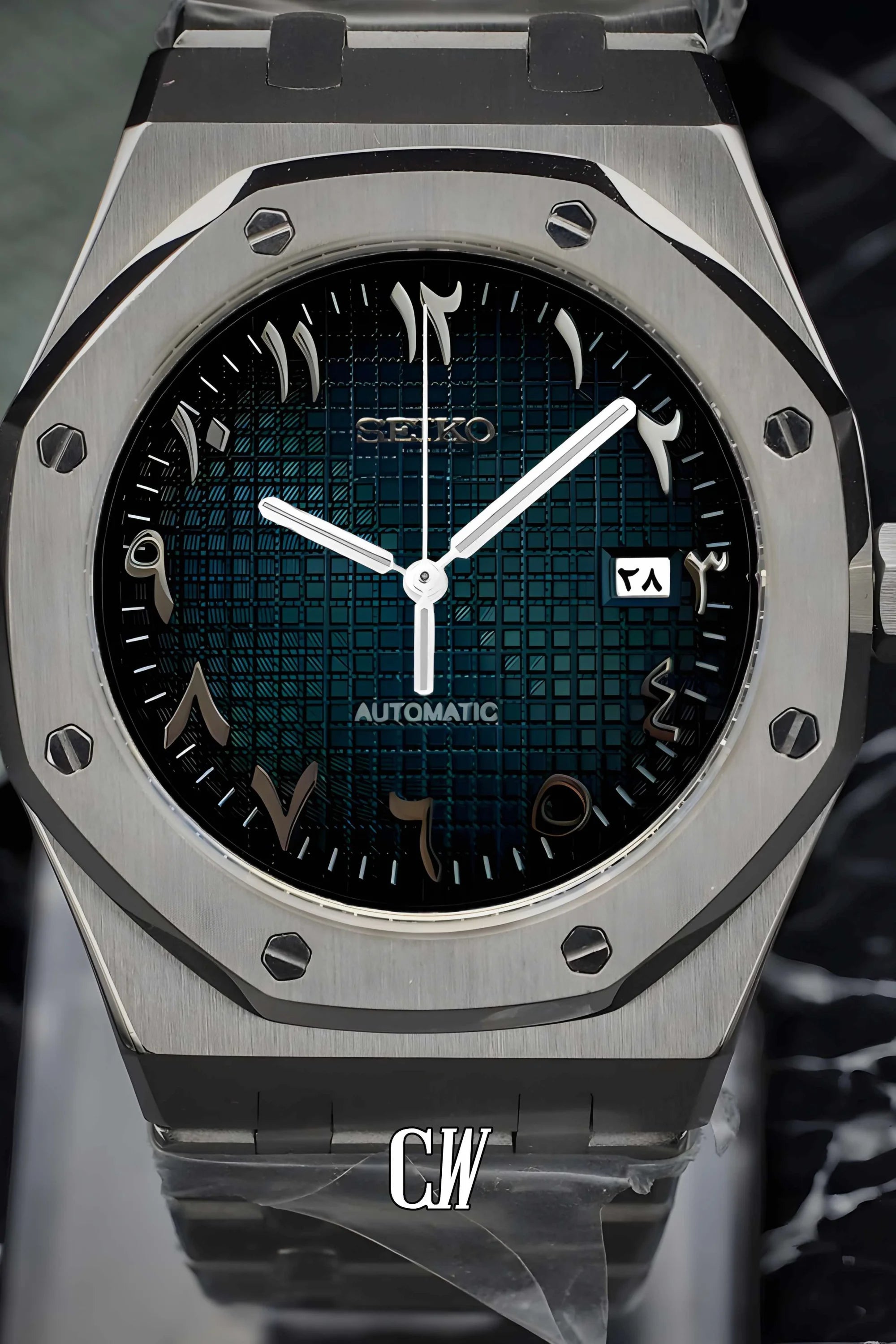 Mod Royal Seikoak automatic watch 'dark blue' arabic - Circa Watch Labs
