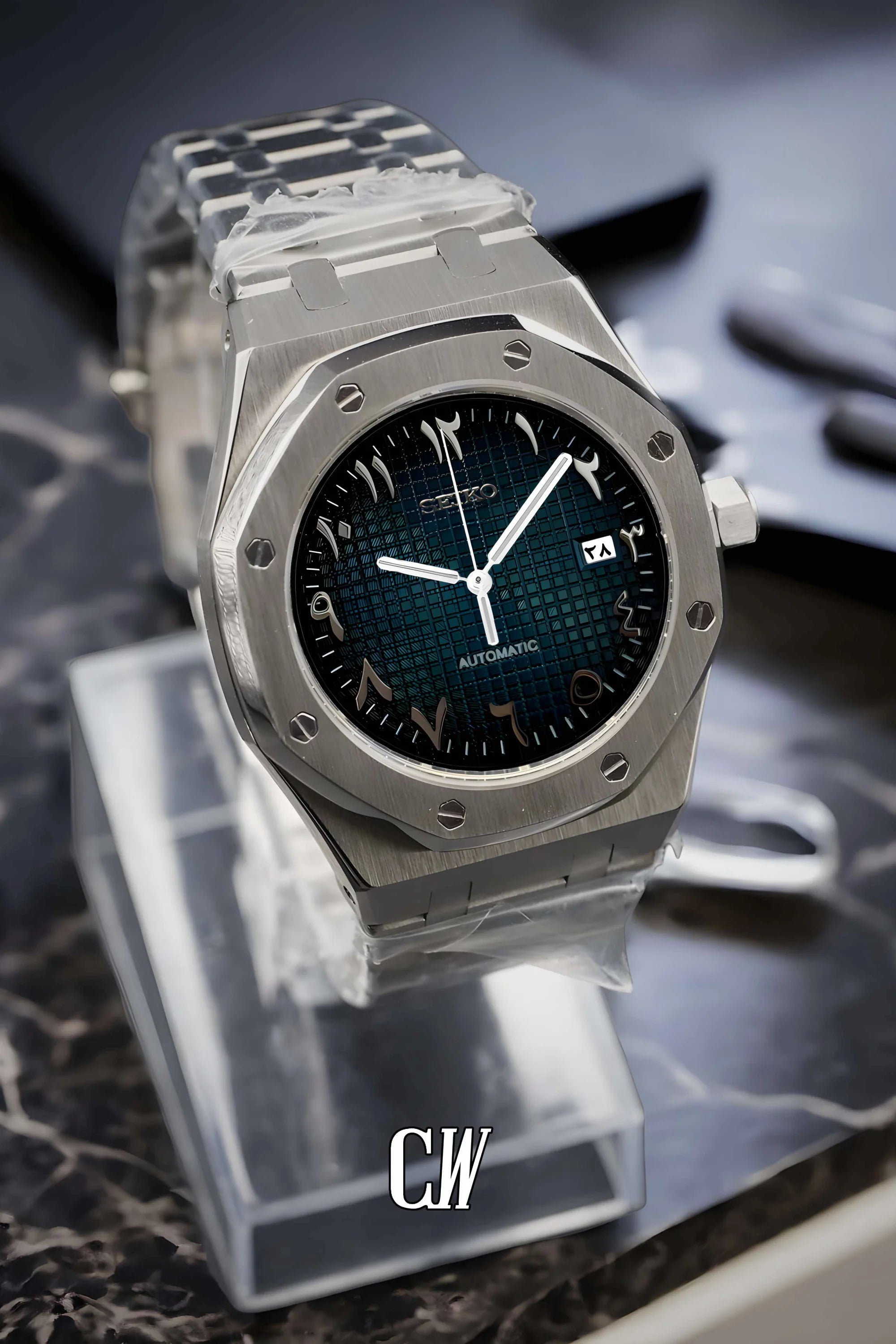 Mod Royal Seikoak automatic watch 'dark blue' arabic - Circa Watch Labs