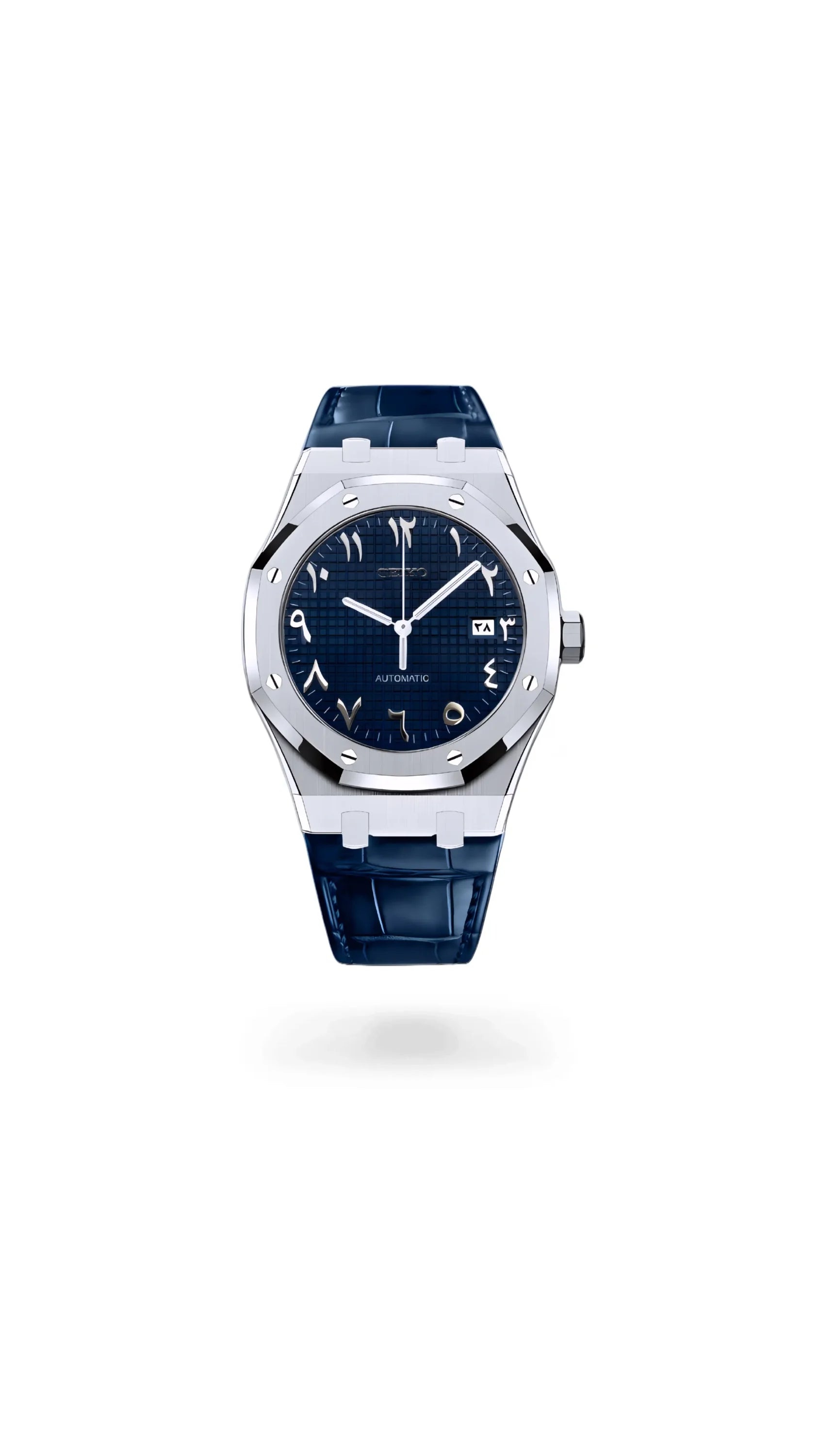 Mod Royal Seikoak automatic watch 'navy blue' arabic - Circa Watch Labs