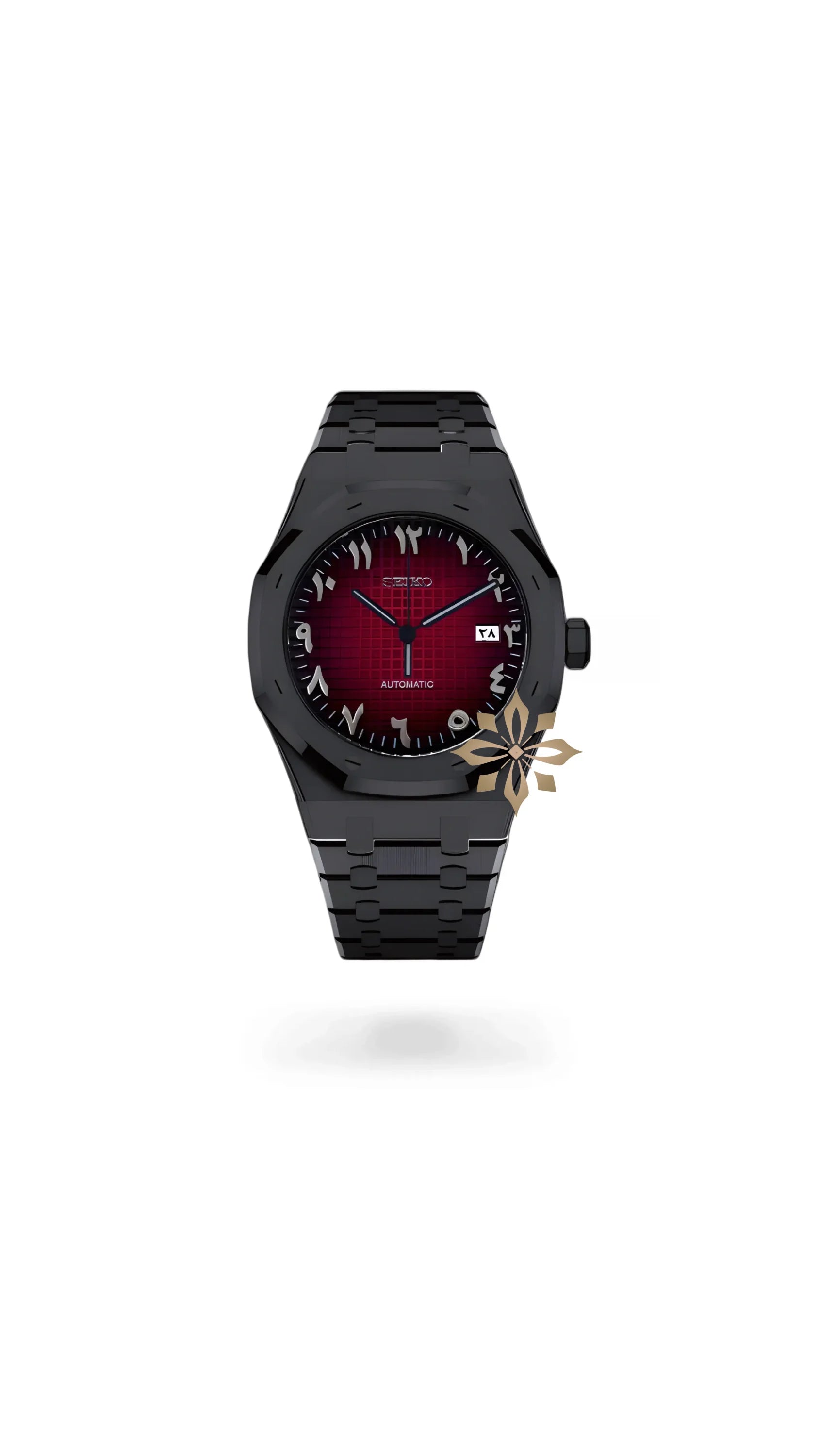 Mod Royal Seikoak automatic watch 'red black' arabic - Circa Watch Labs