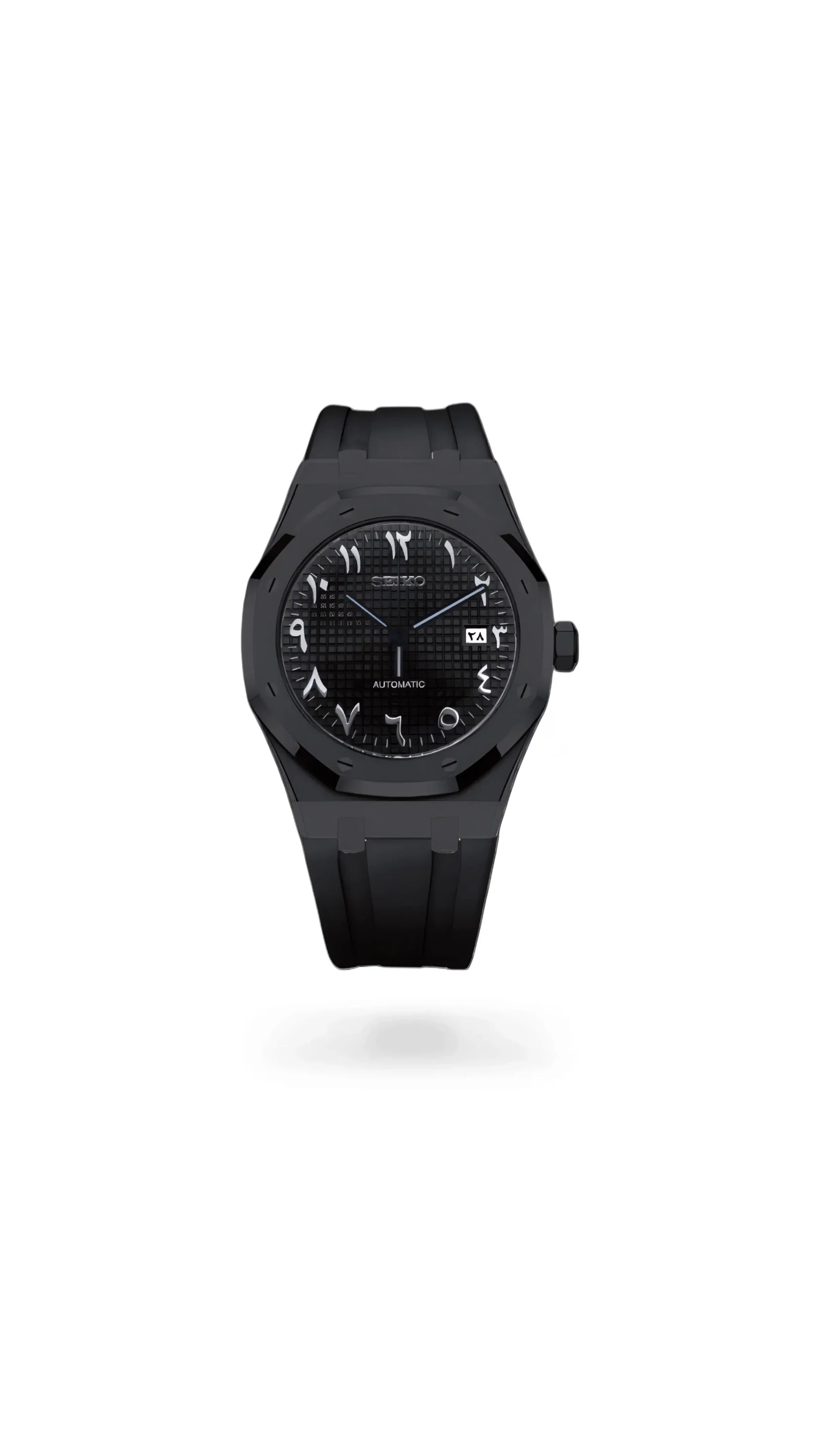 Mod Royal Seikoak automatic watch 'triple black' arabic - Circa Watch Labs