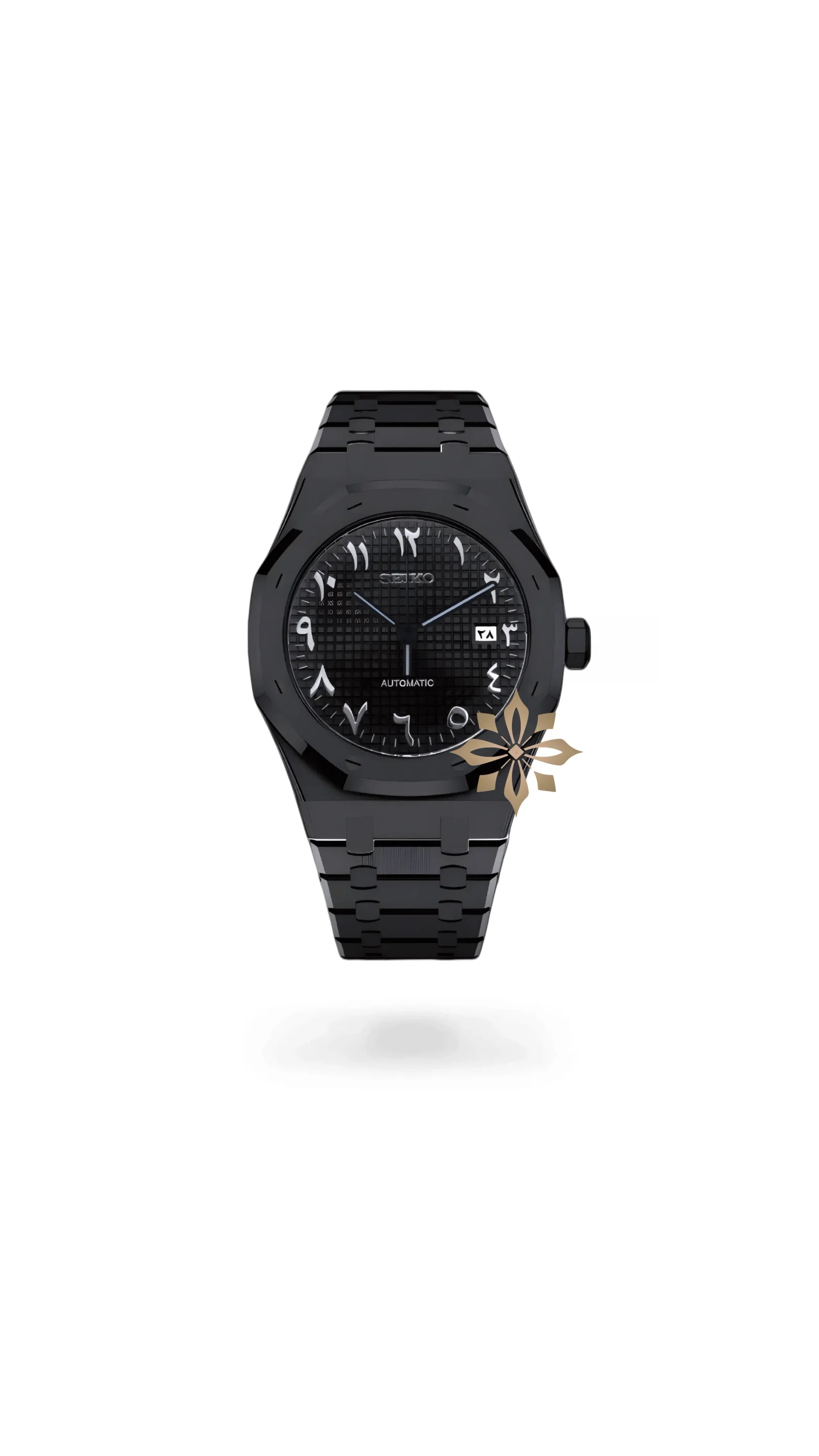 Mod Royal Seikoak automatic watch 'triple black' arabic - Circa Watch Labs