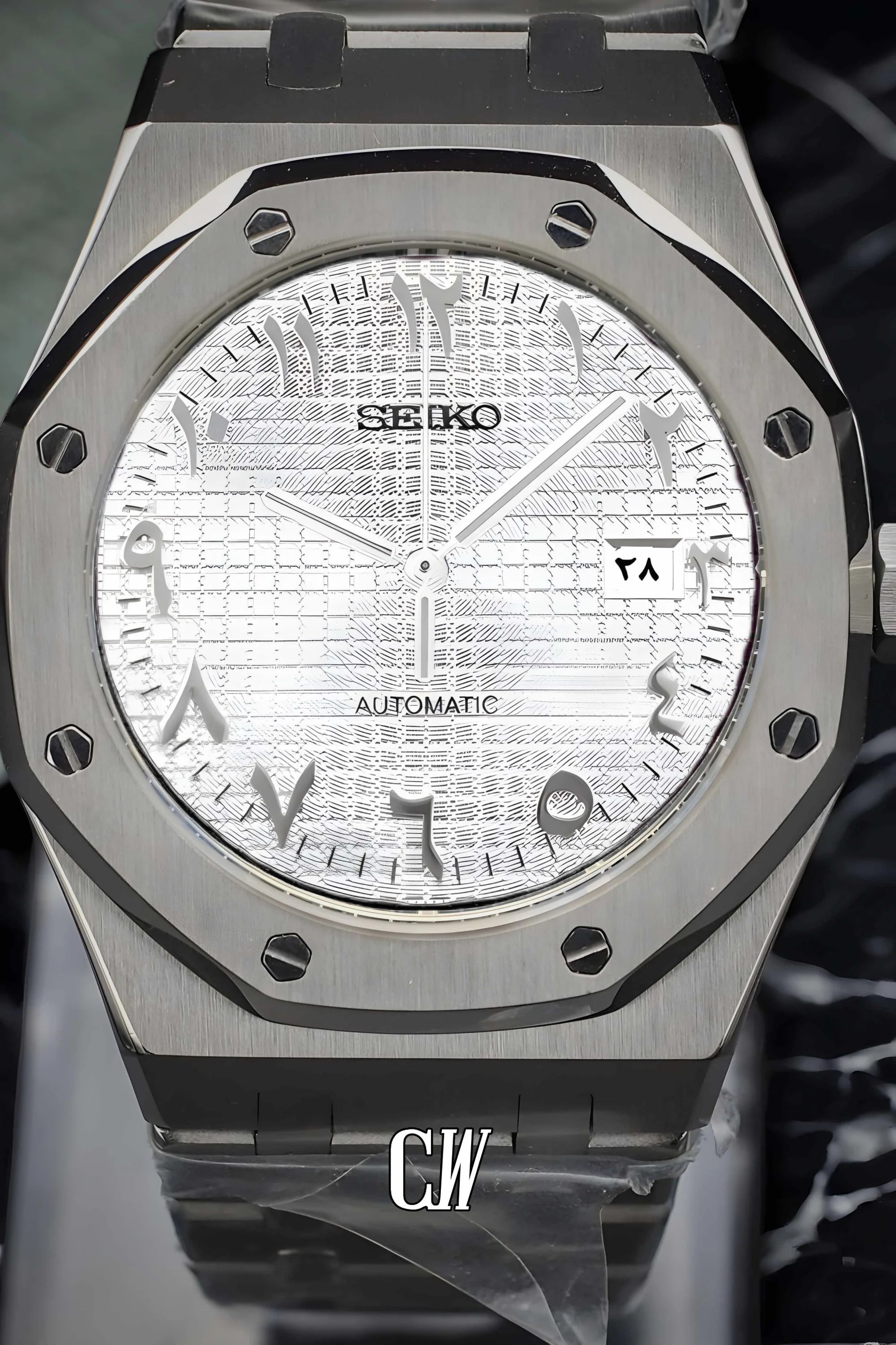Mod Royal Seikoak automatic watch 'white' arabic - Circa Watch Labs