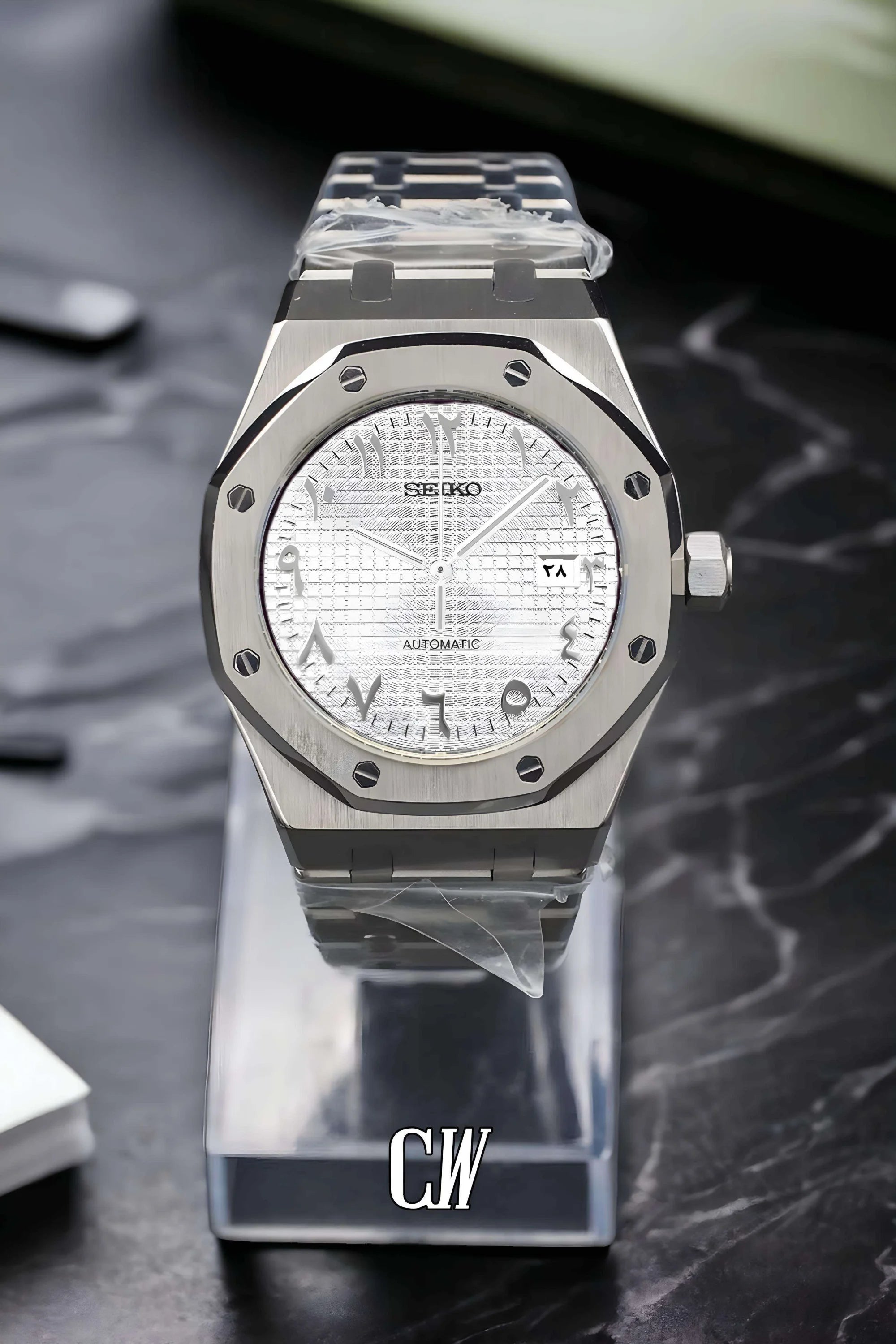 Mod Royal Seikoak automatic watch 'white' arabic - Circa Watch Labs
