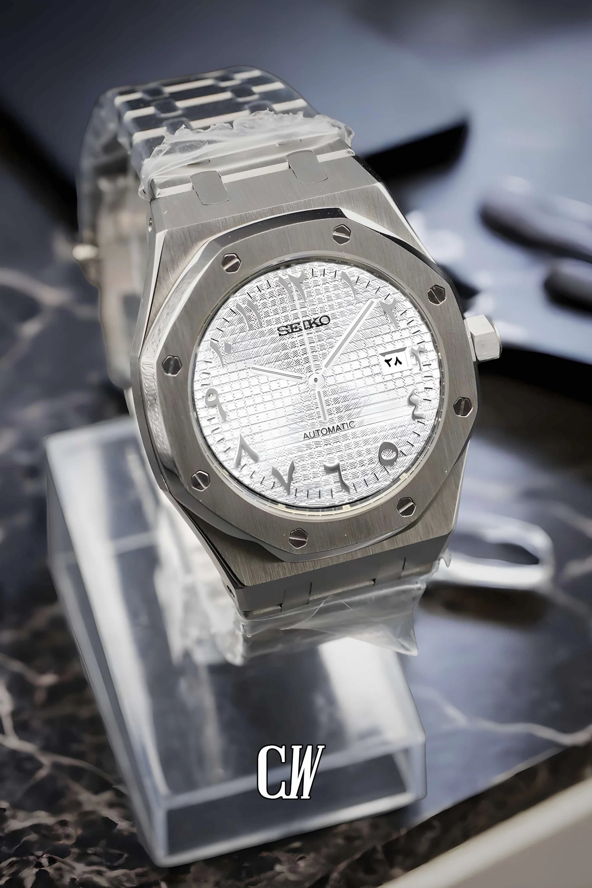 Mod Royal Seikoak automatic watch 'white' arabic - Circa Watch Labs