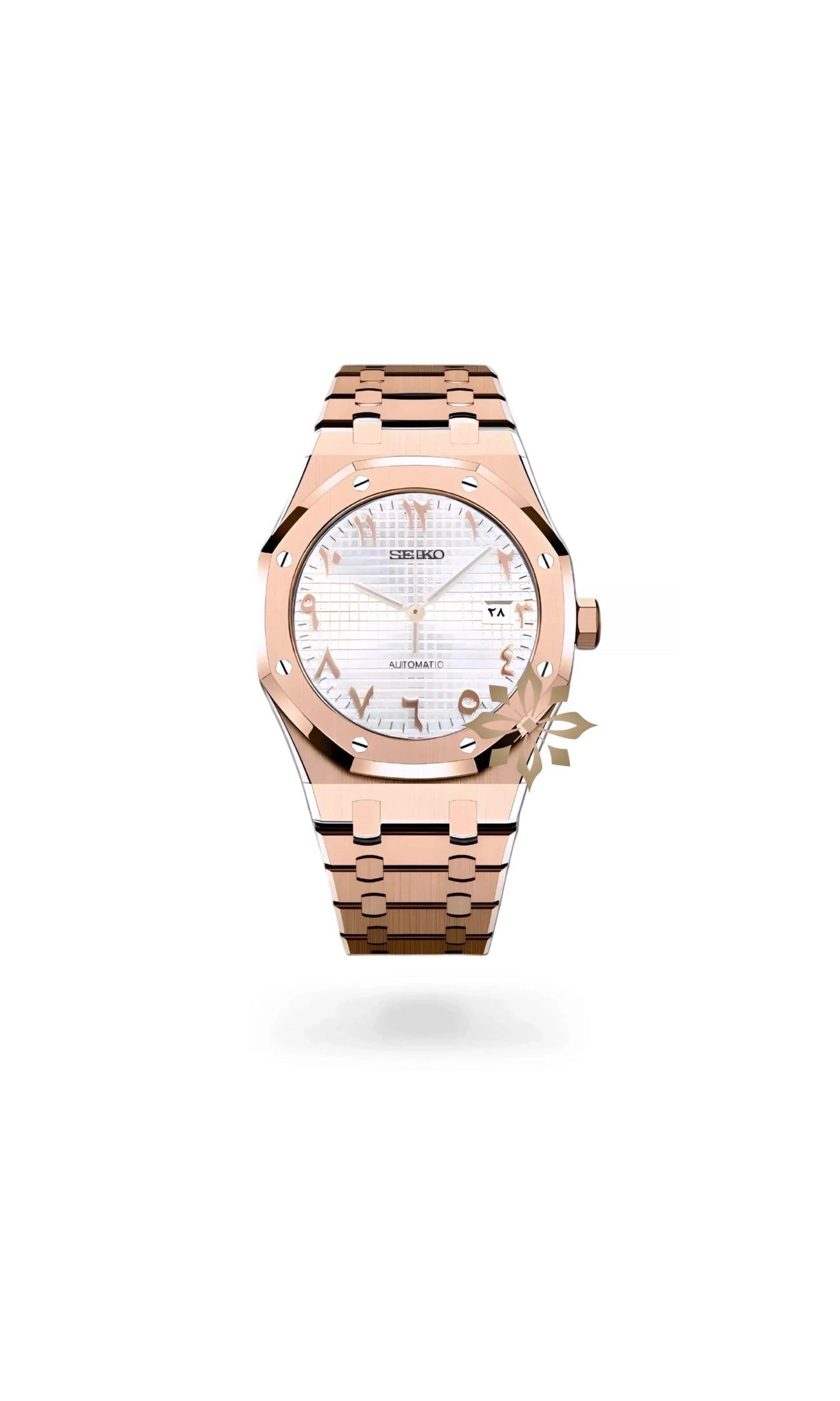 Mod Royal Seikoak automatic watch 'white rose gold' arabic - Circa Watch Labs
