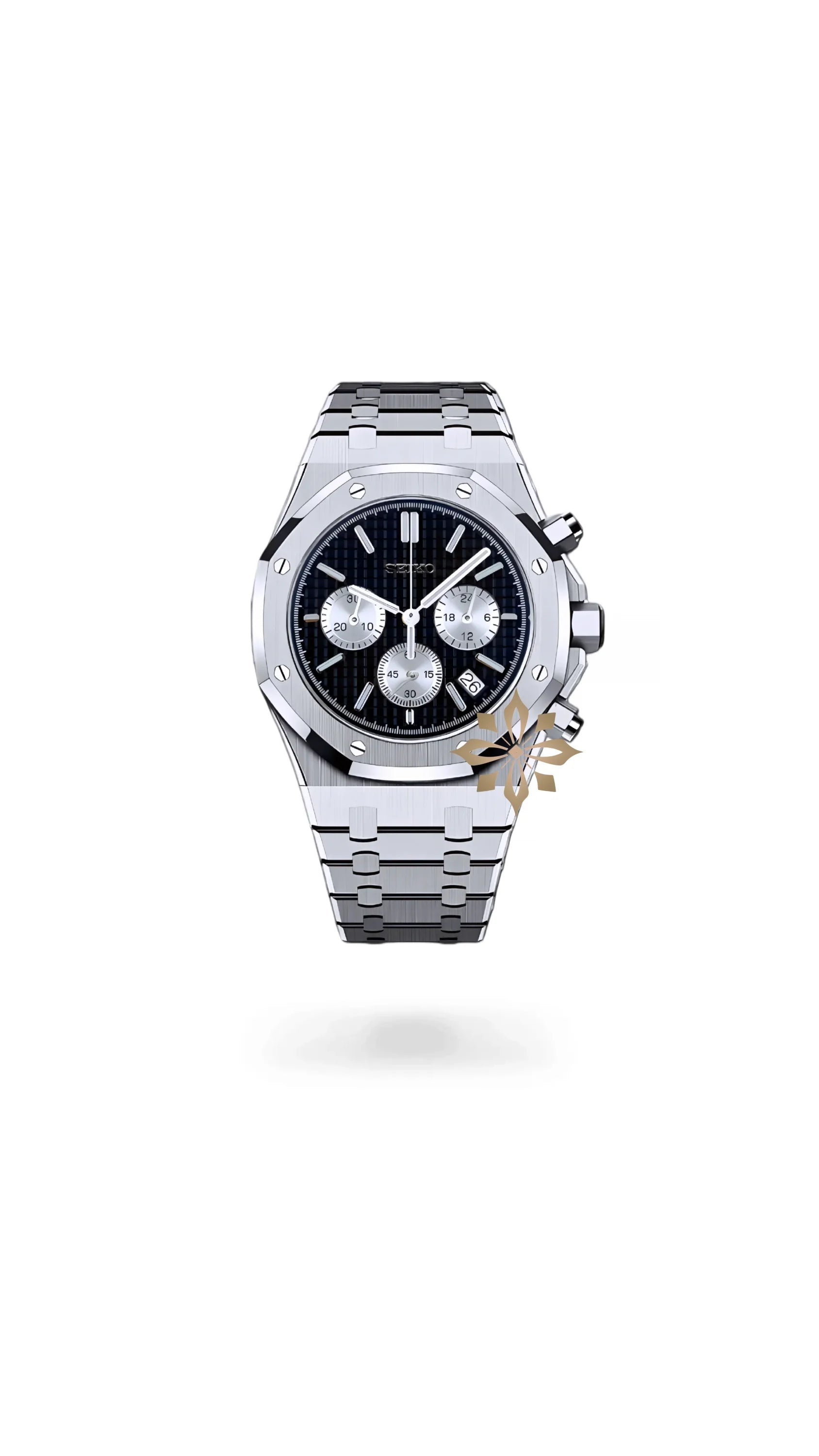 Mod Royal Seikoak chronograph black silver watch - Circa Watch Labs