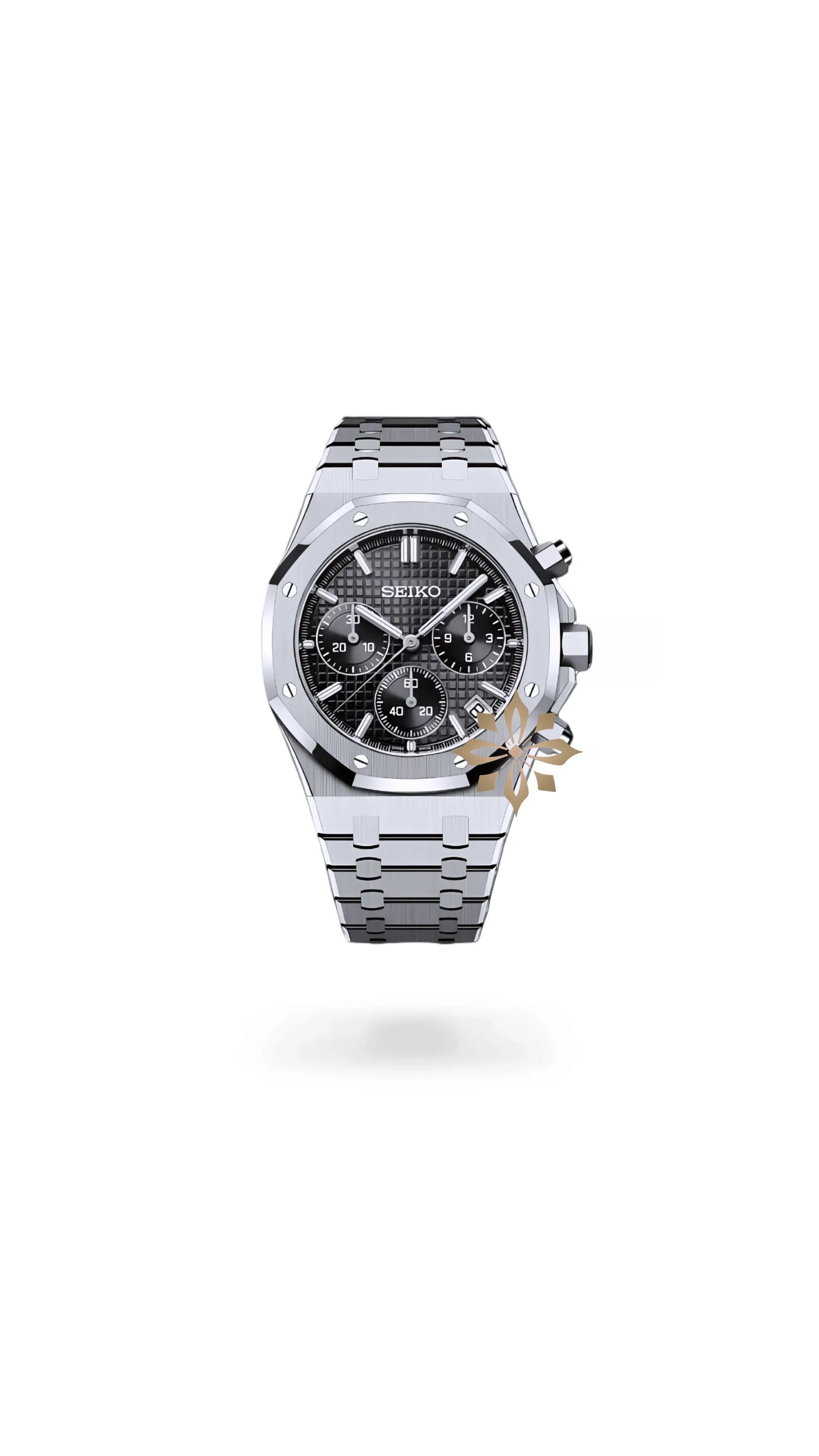 Mod Royal Seikoak chronograph black watch - Circa Watch Labs seiko mod