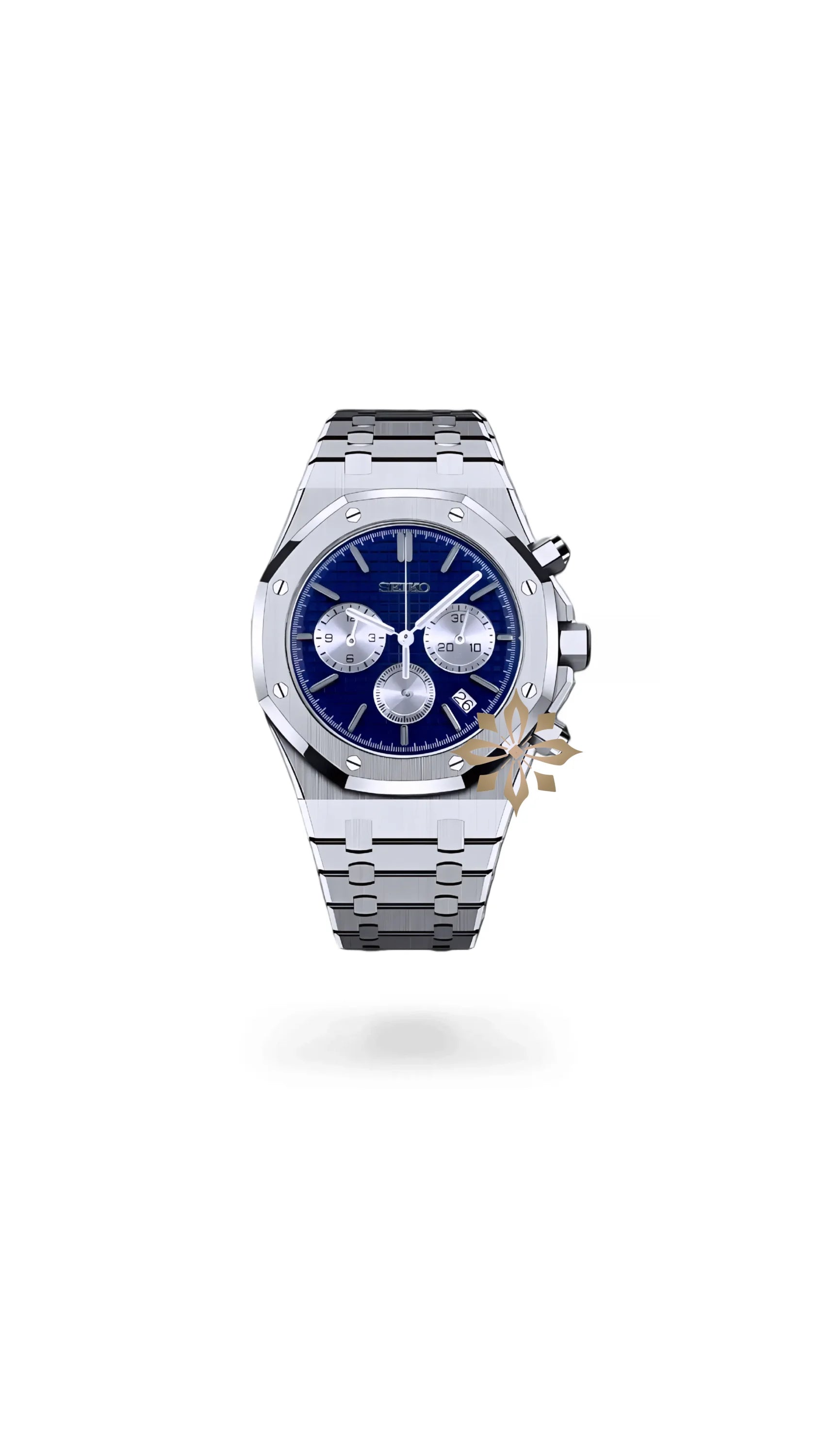 Mod Royal Seikoak chronograph blue silver watch - Circa Watch Labs