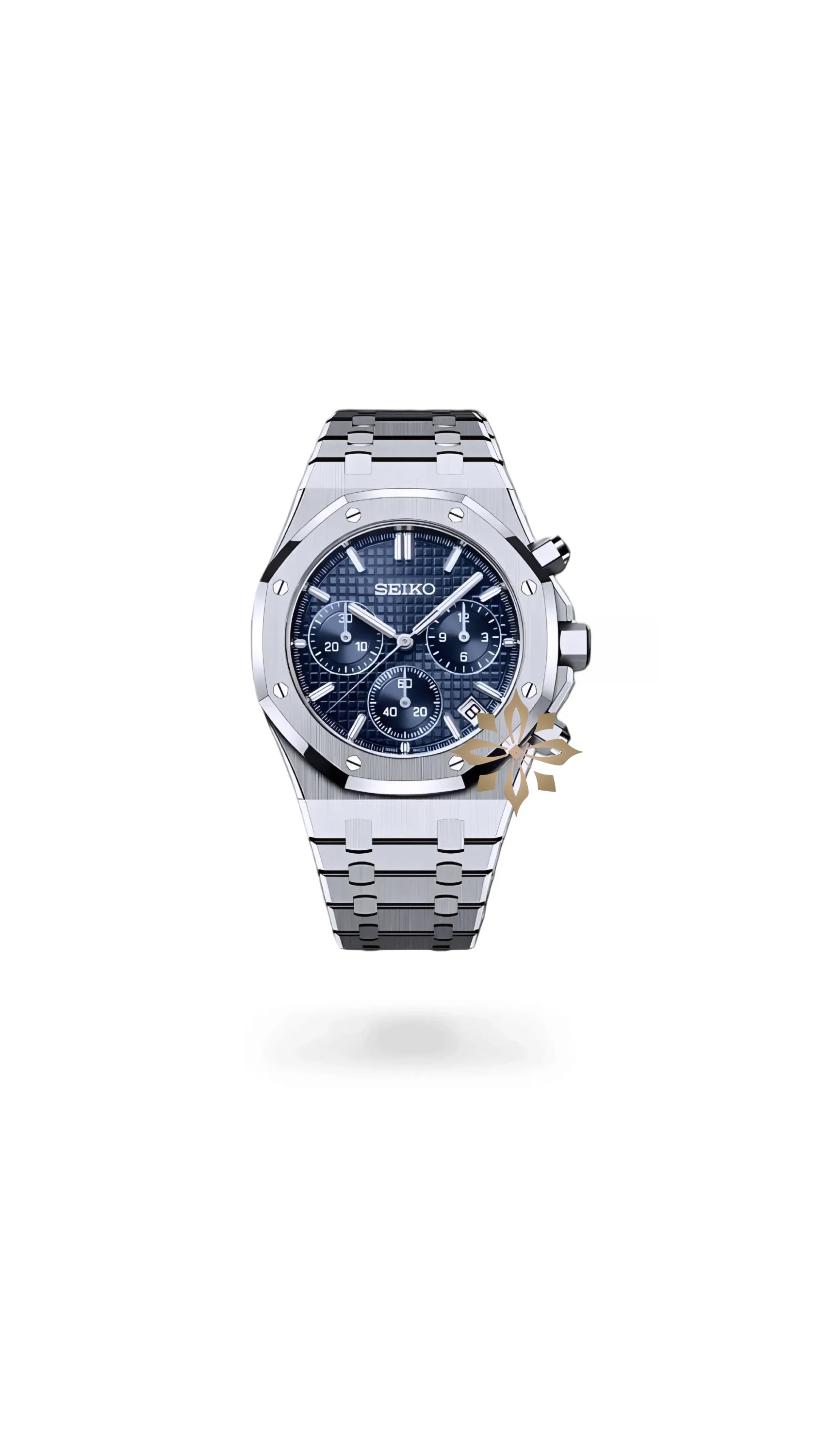 Mod Royal Seikoak chronograph blue watch - Circa Watch Labs seiko mod