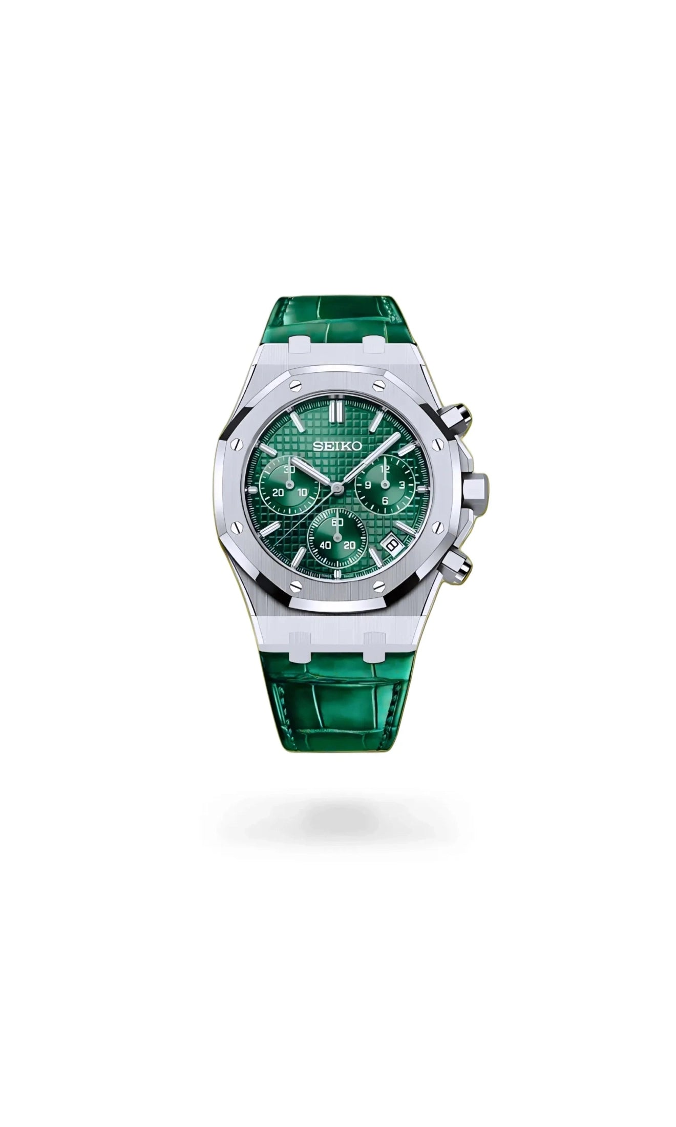 Mod Royal Seikoak chronograph green watch - Circa Watch Labs
