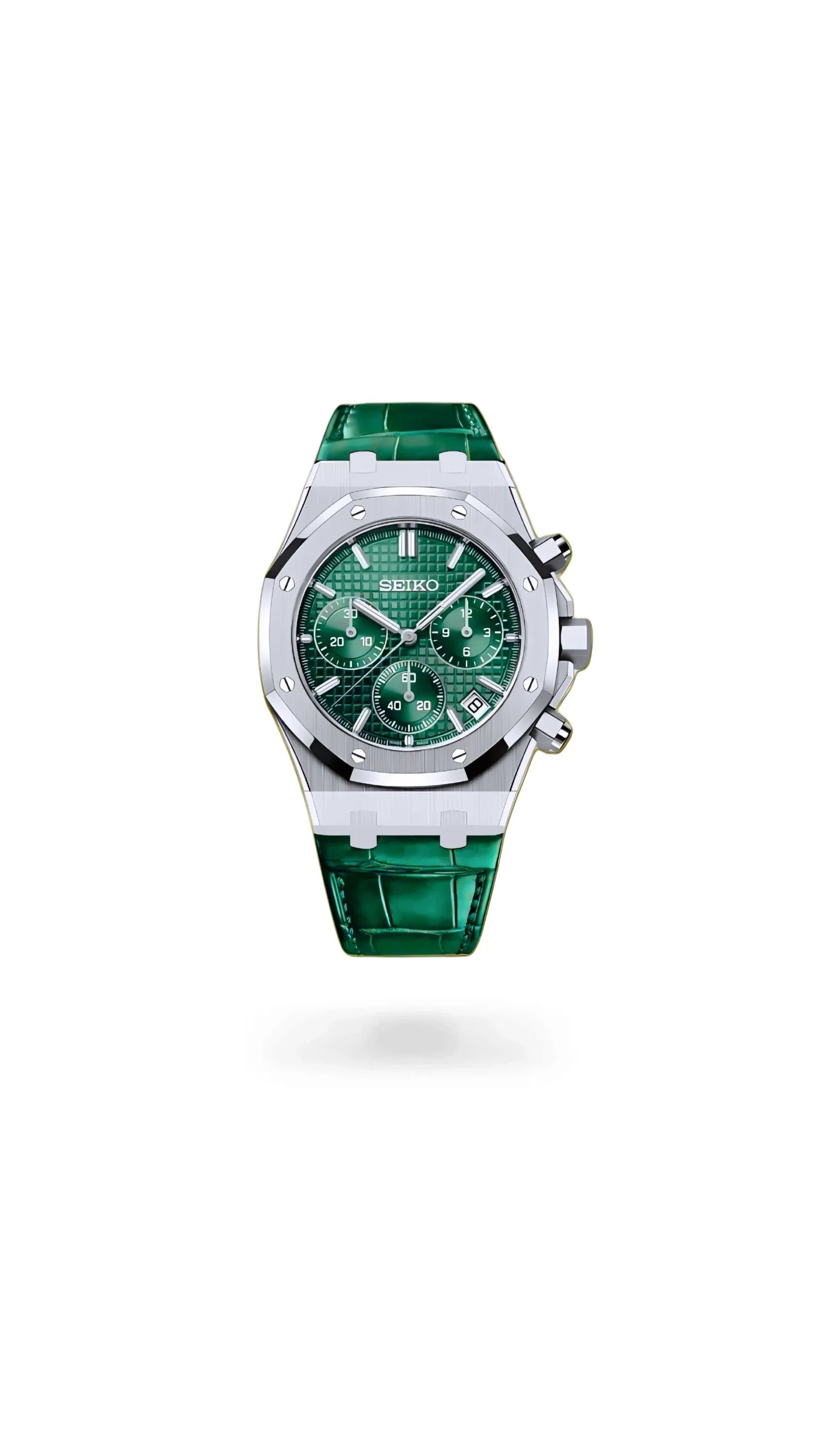 Mod Royal Seikoak chronograph green watch - Circa Watch Labs seiko mod