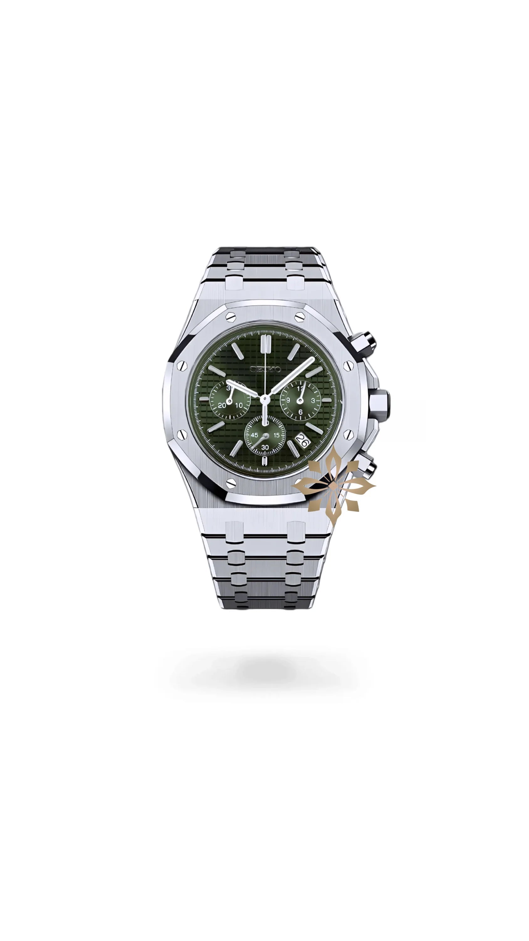 Mod Royal Seikoak chronograph olive green watch - Circa Watch Labs