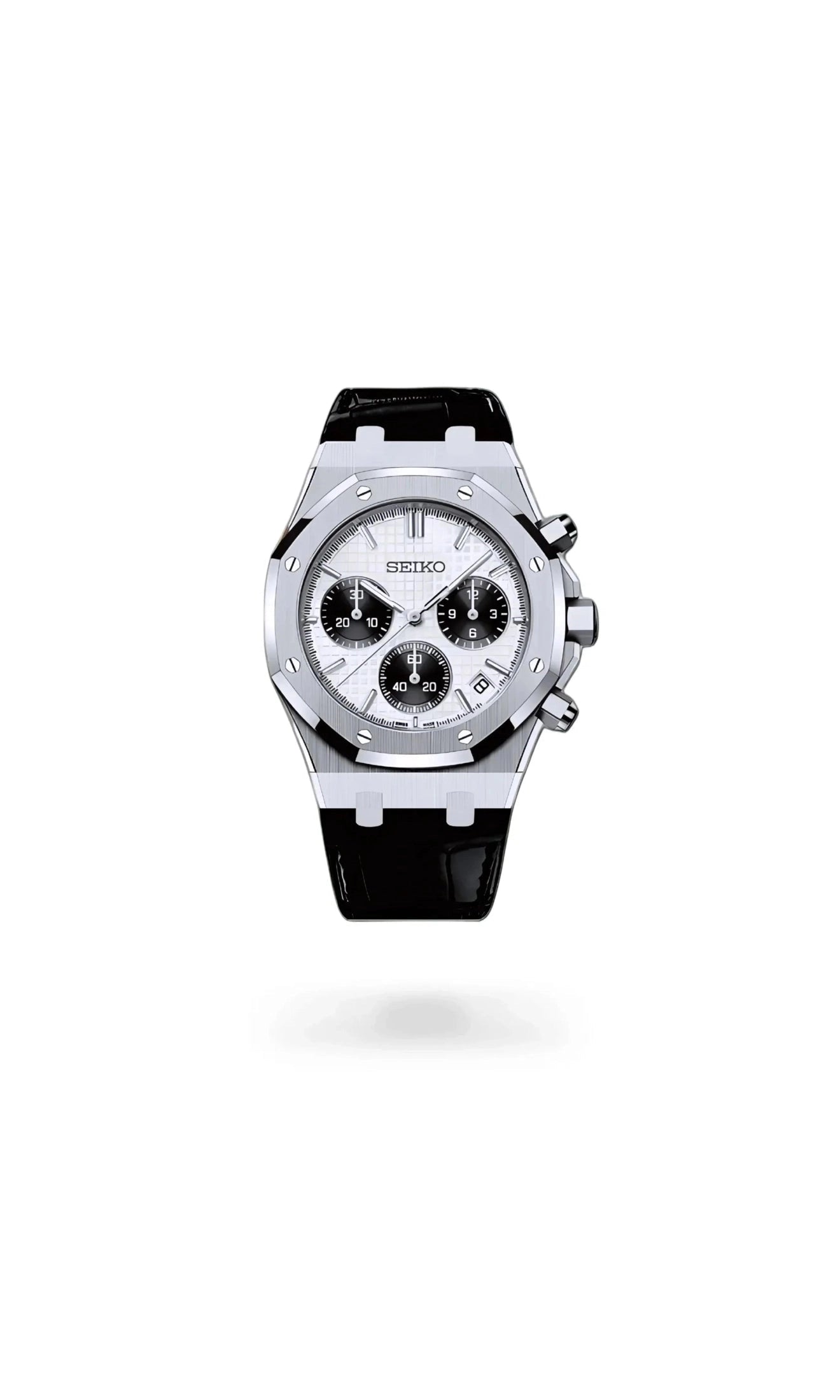 Mod Royal Seikoak chronograph white watch - Circa Watch Labs