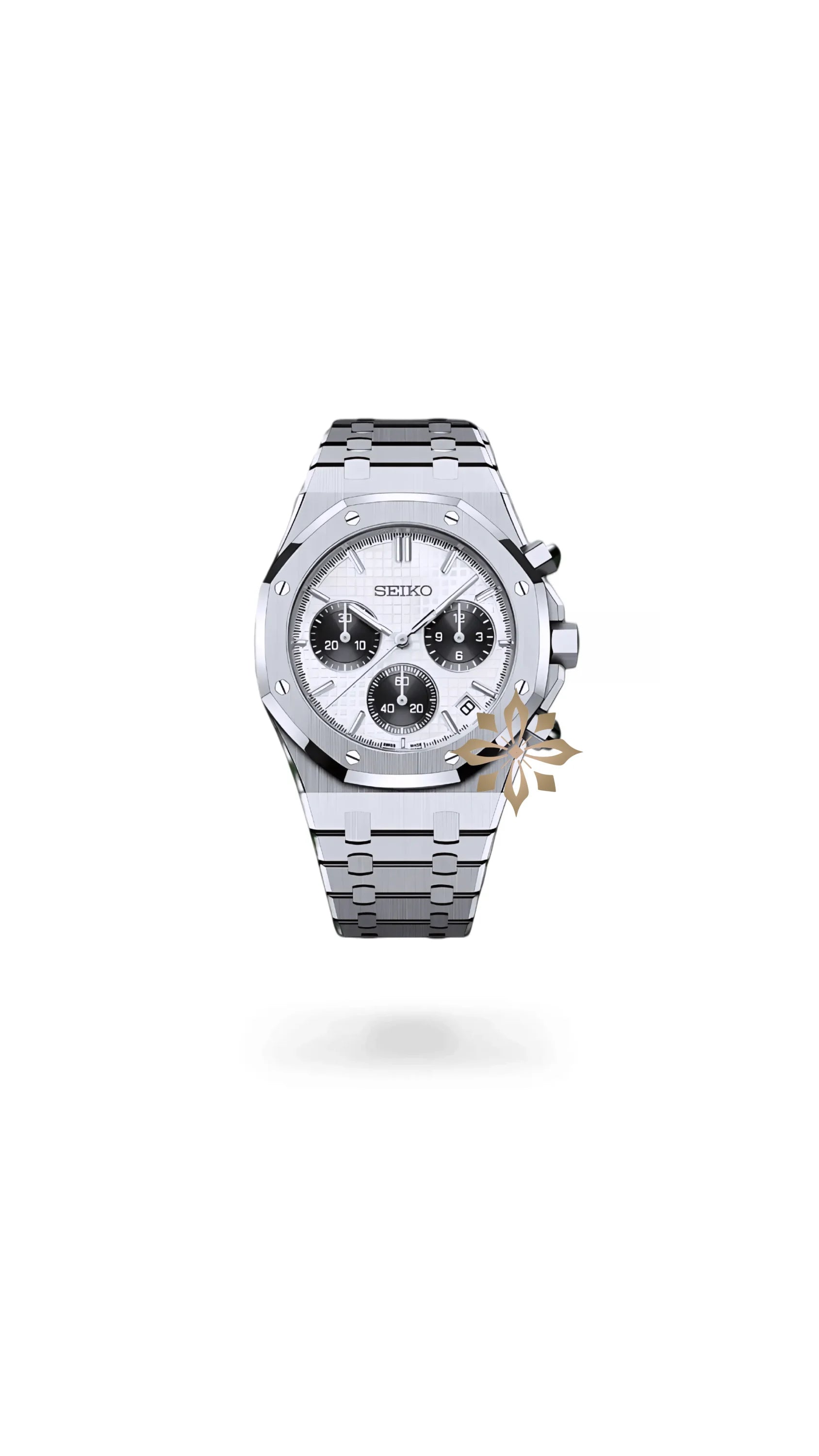 Mod Royal Seikoak chronograph white watch - Circa Watch Labs seiko mod