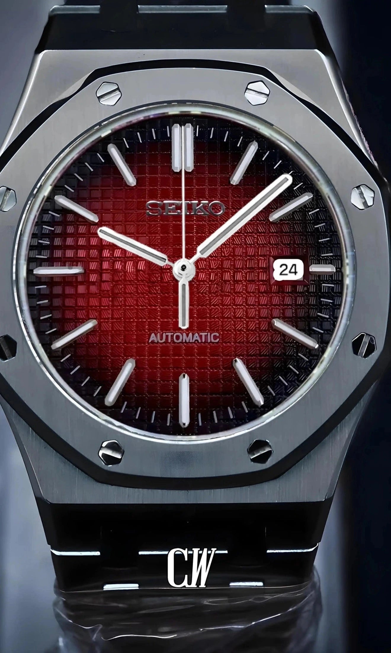 Mod Royal Seikoak watch red - Circa Watch Labs