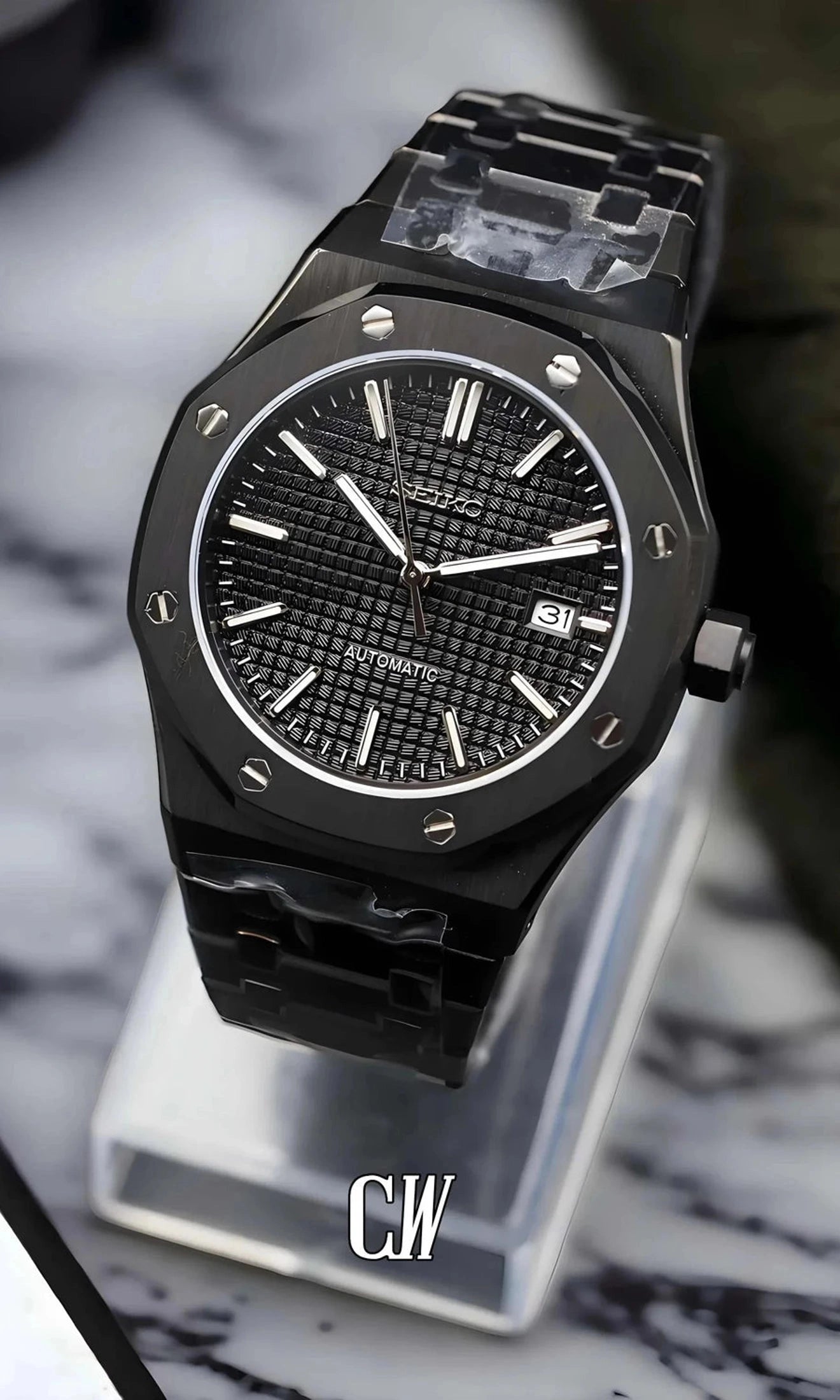 Mod Royal Seikoak watch 'Triple black' - Circa Watch Labs
