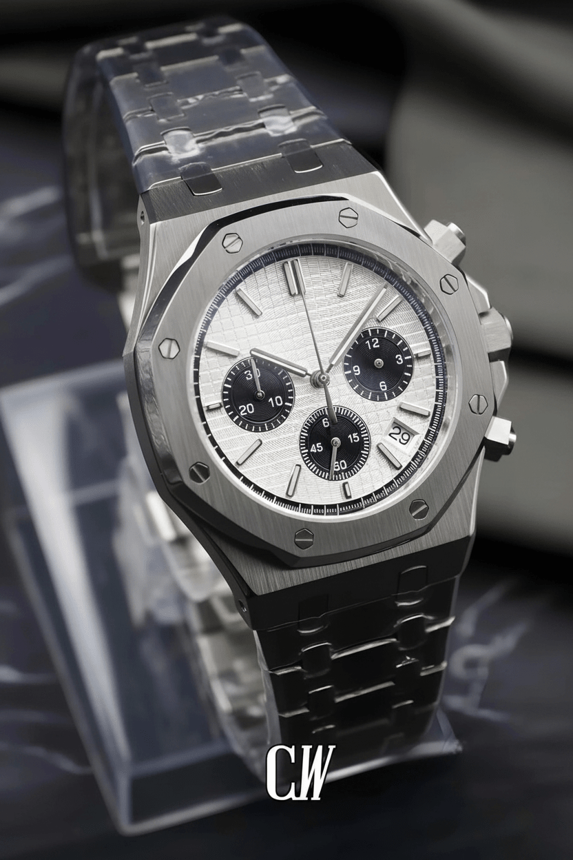 Oak mod chronograph white watch - Circa Watch Labs seiko mod