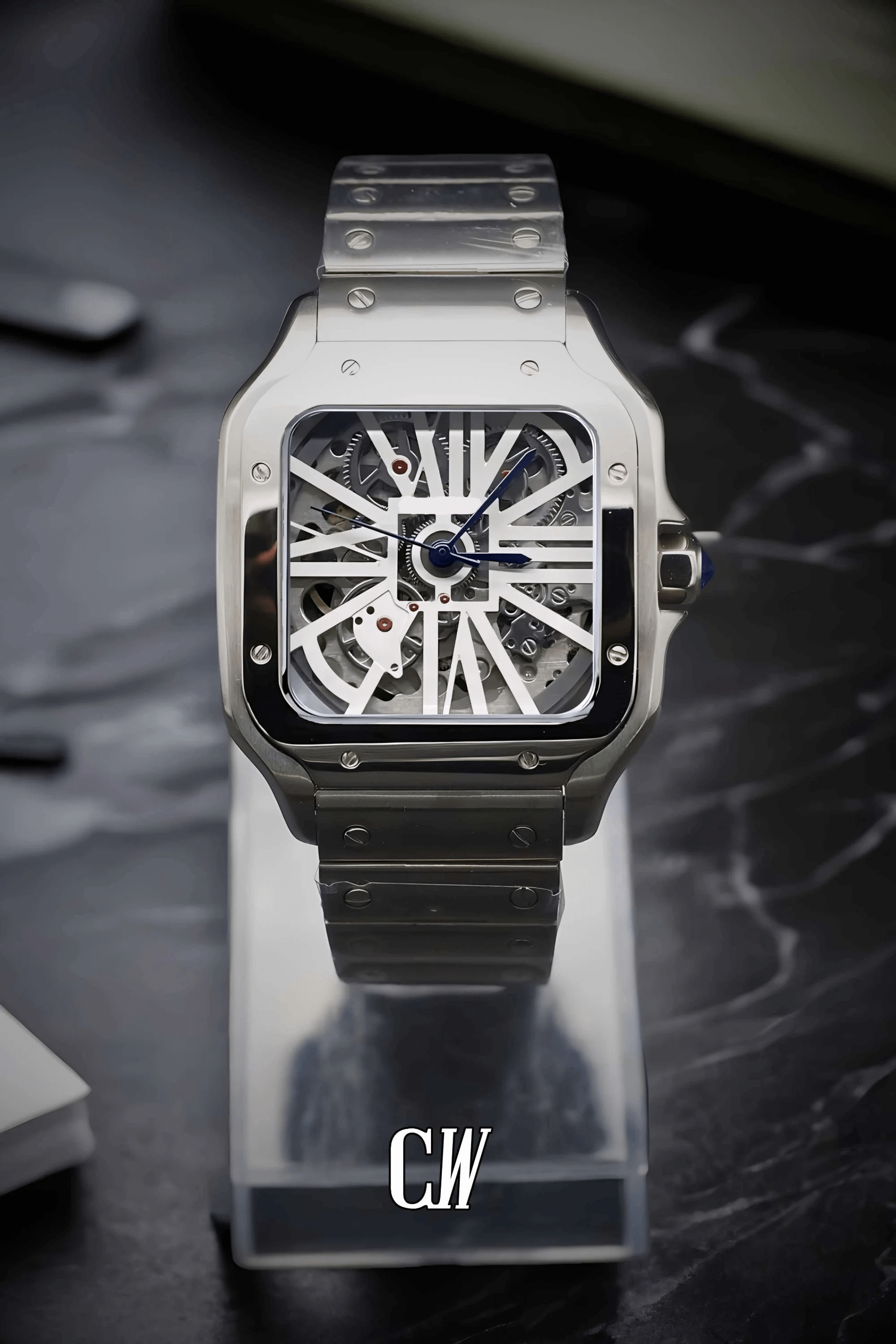 Santeiko Mod Santos style Skeleton watch