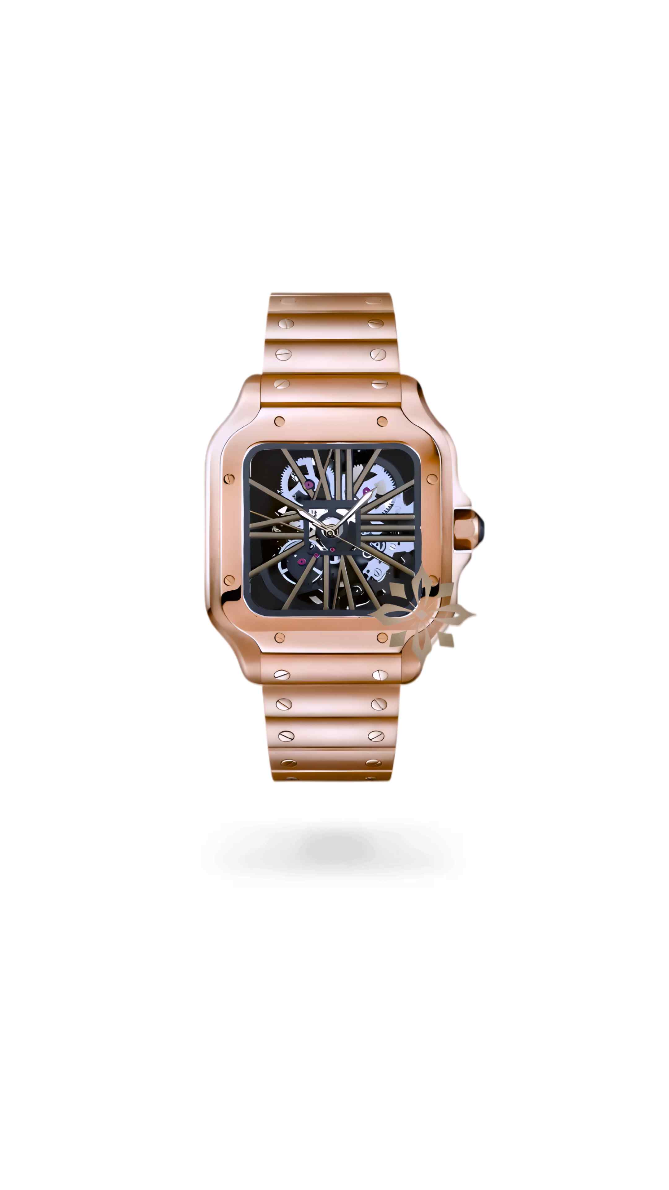 Santeiko Mod Santos style skeleton watch rose gold - Circa Watch Labs