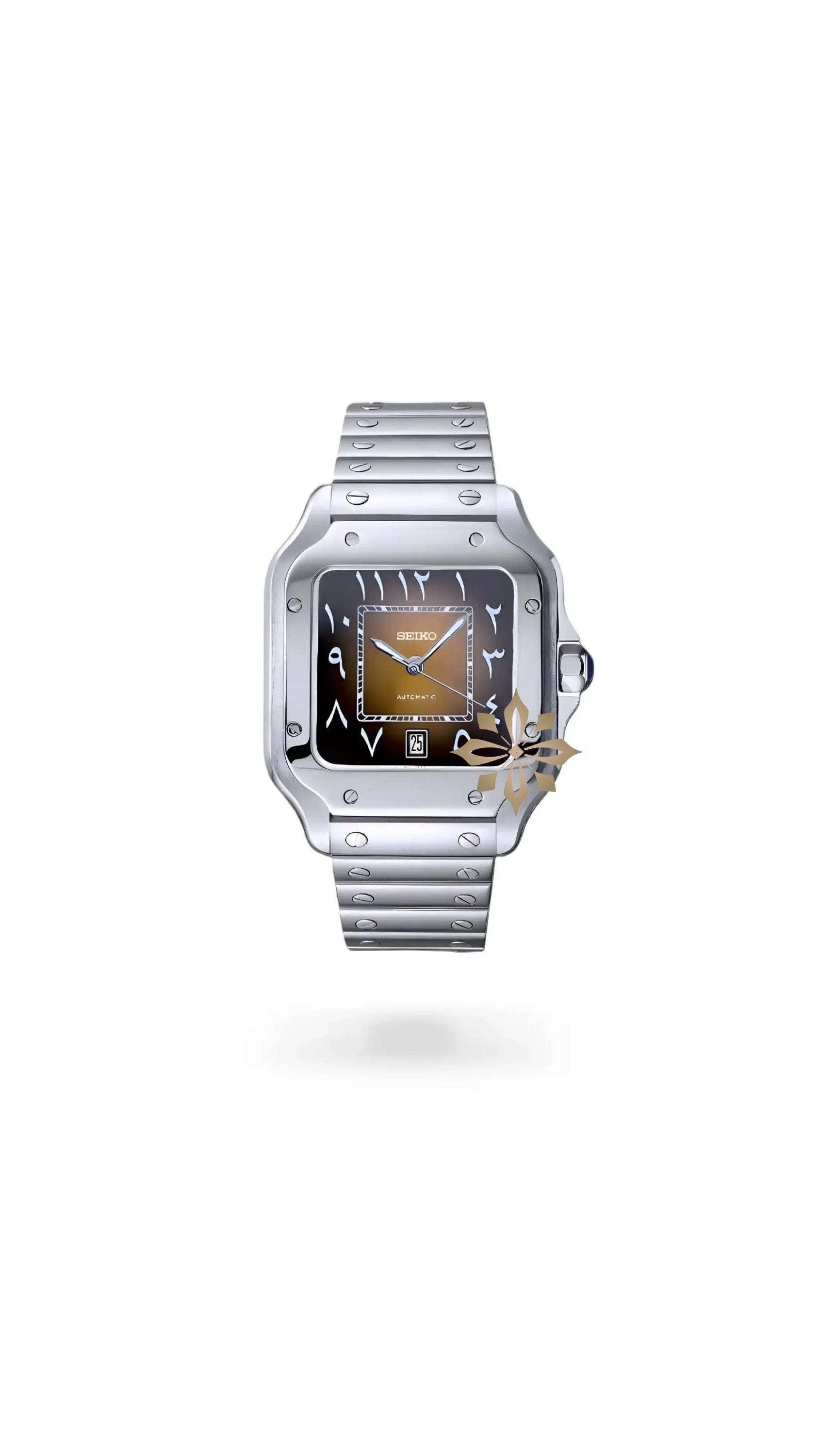Santeiko Mod Santos style watch arabic brown