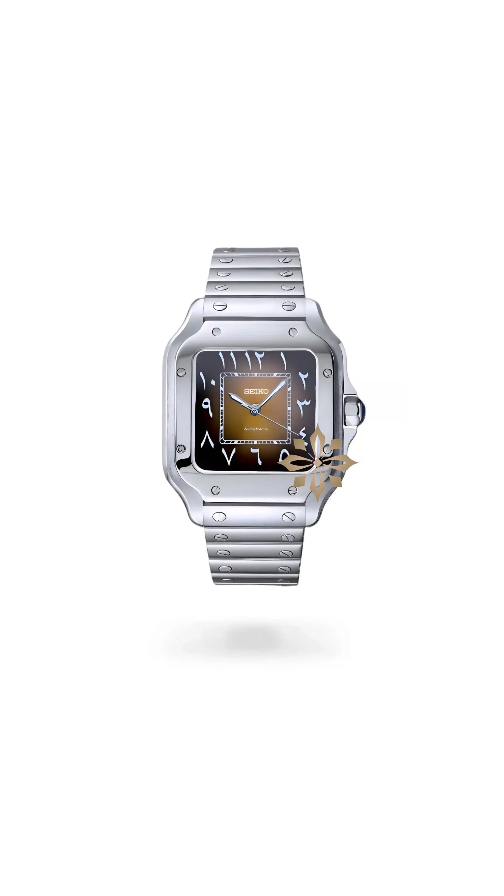 Santeiko Mod Santos style watch arabic brown - Circa Watch Labs